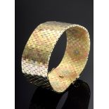 Schweres Tricolor Gold 585 Armband im Backsteinmuster, 84,5g, 19,1x2,6cm