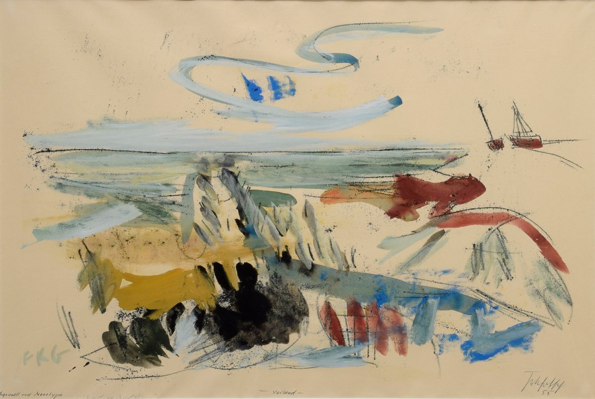 Gotsch, Friedrich Karl (1900-1984) „Vorstand“ 1955, Aquarell und Monotypie, u.l. monogr., u.m.