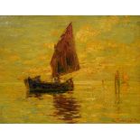 Bonivento, Eugenio (1880-1965) "Fischer auf der Lagune", Öl/Malpappe, u.r. sign., 19x24,5cm (m.R.