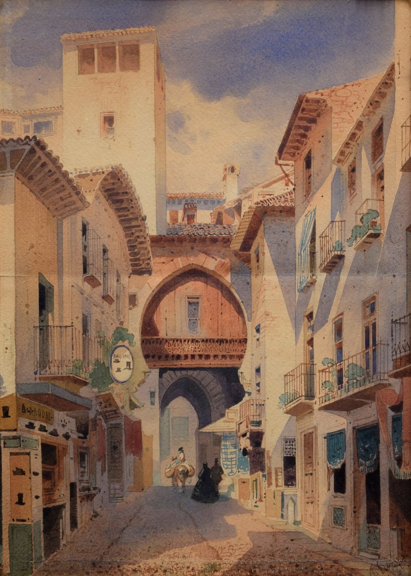 Eibner, Friedrich (1825-1877) "Straßenzug in Kairo" 1862, Aquarell, u.r. sign./dat., 45x32,5cm (m.R.