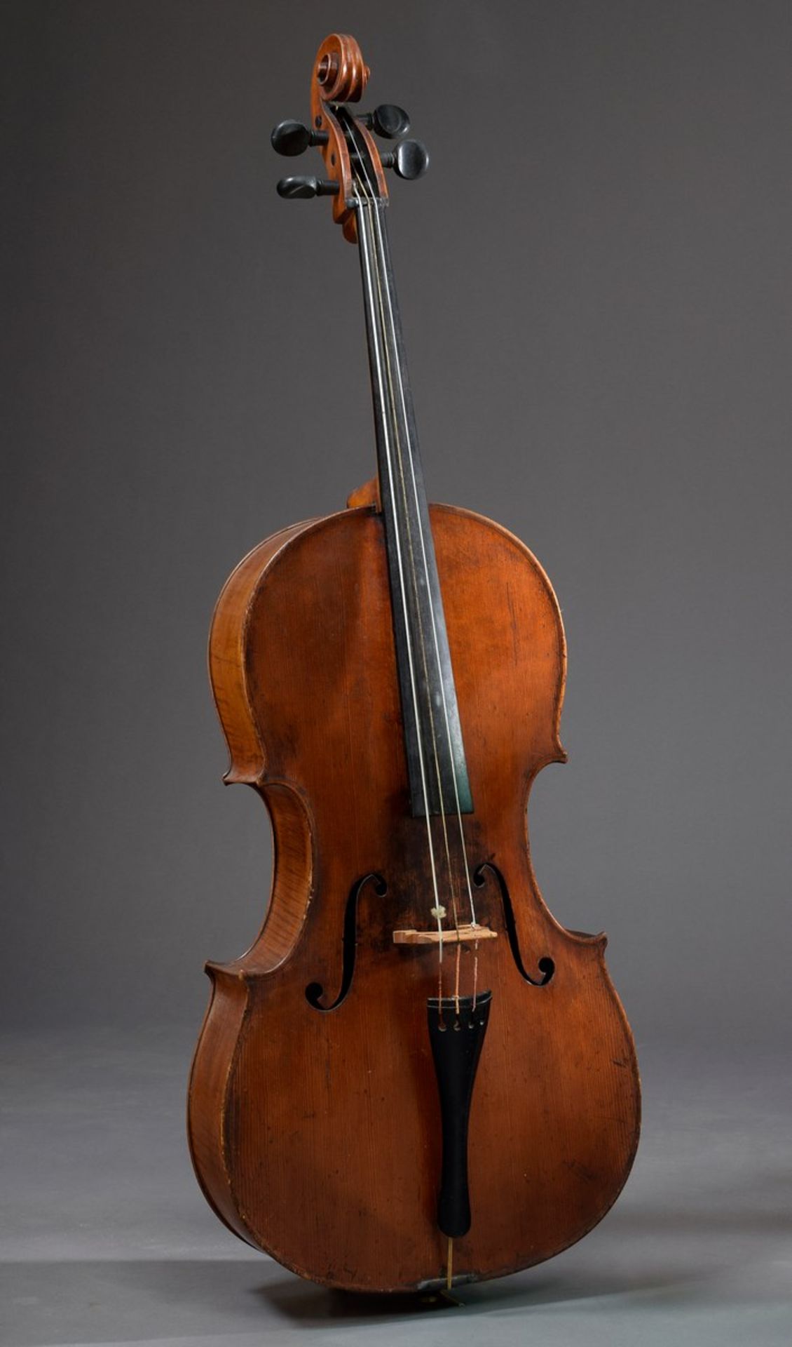 Cello / Violoncello, 4/4-Größe, unbekannter Hersteller, um 1900, Korpuslänge 76cm, Gesamtlänge
