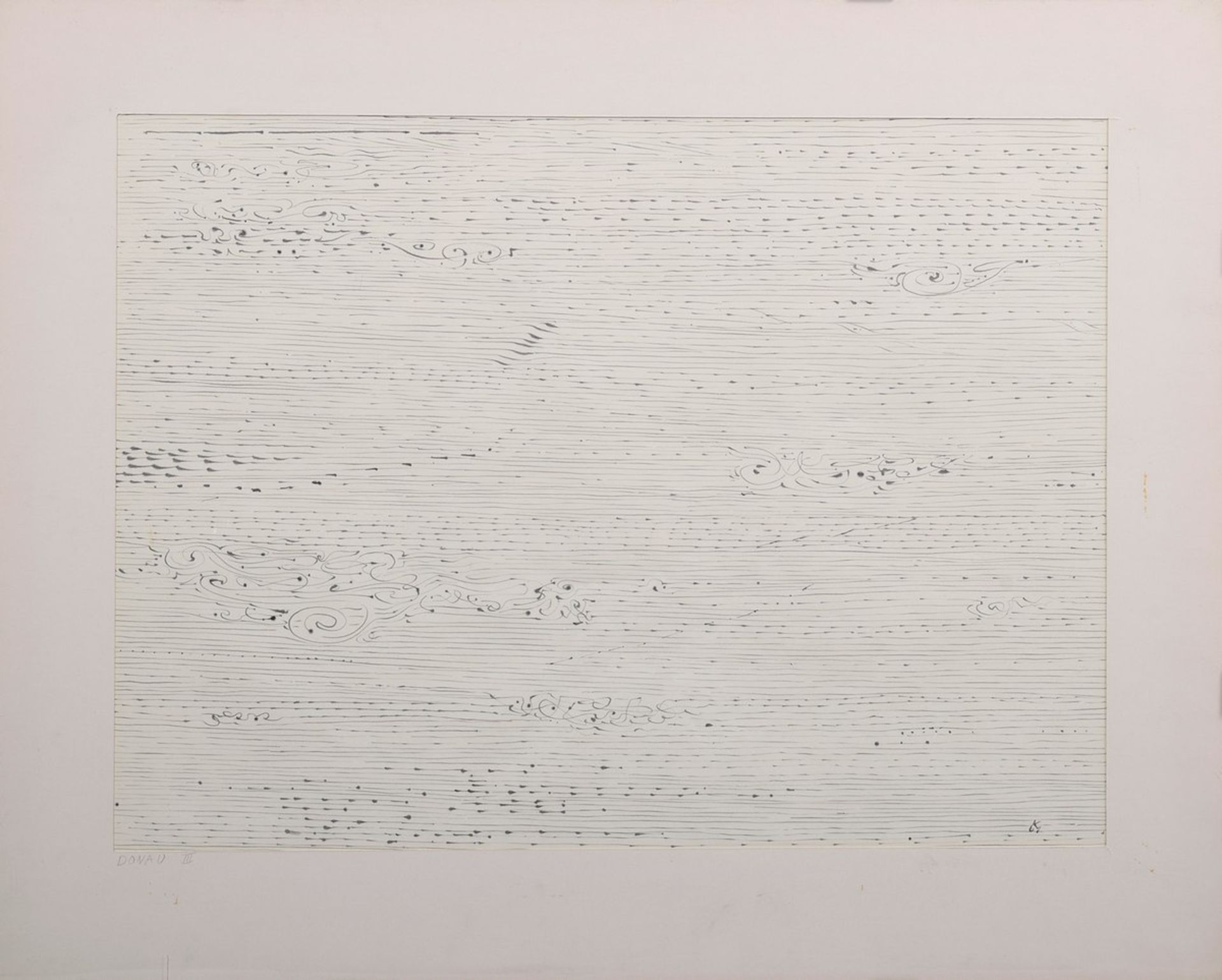 Kluth, Karl (1898-1972) "Donau III" 1961, Feder/Tinte/Papier, u.l. in Blei betit., verso betit./d - Bild 2 aus 5