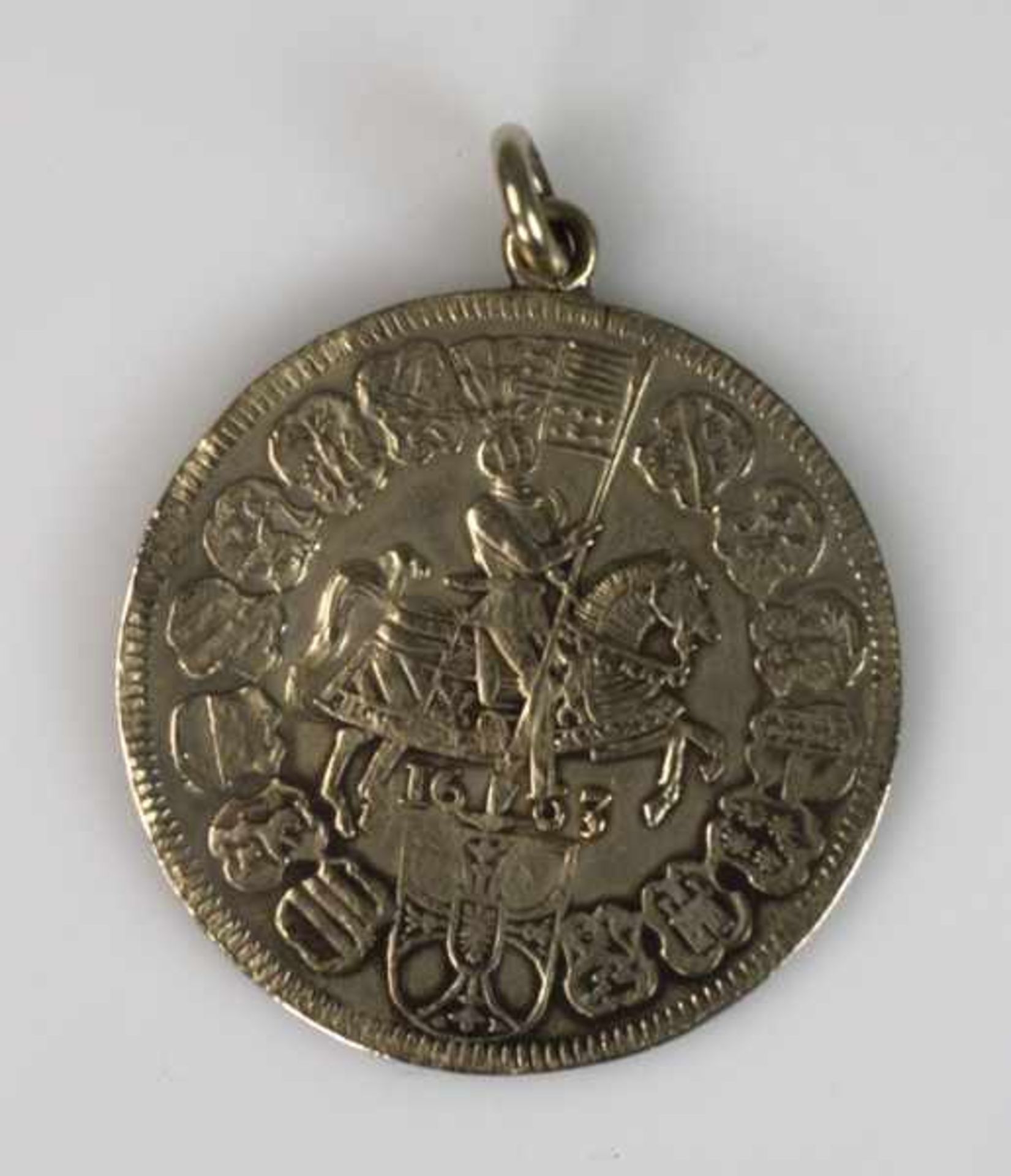 MÜNZANHÄNGER Prägung 1663, Alter. 356 Jahre, D 4,3 cm / 8 g, Kaiser/ König Max, Deutscher Orden