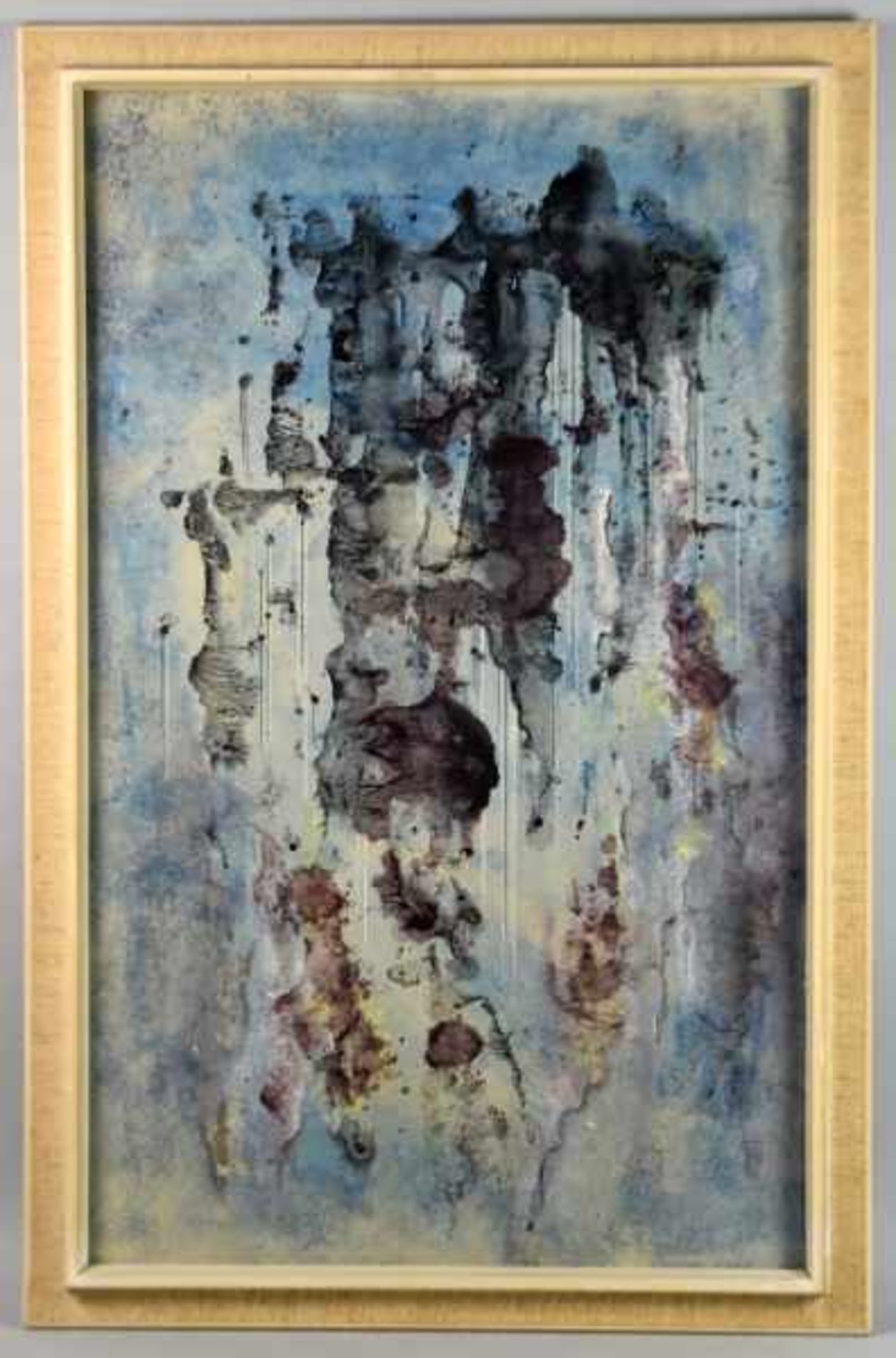 PESEK Ludek (1919 KLadno Tschechien-1999 Schweiz) "Komposition"in Blautönen, Ölgemälde auf Platte, - Bild 2 aus 3