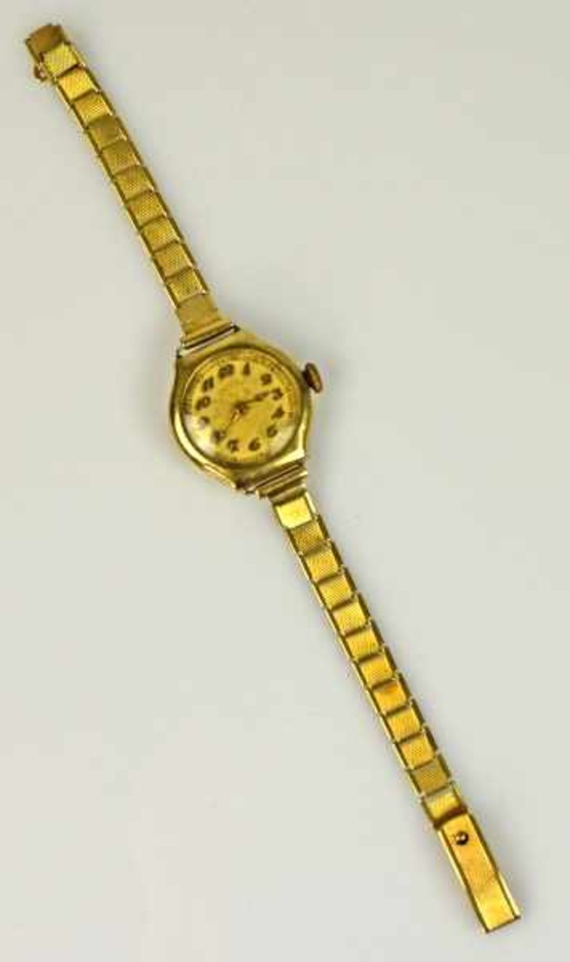 DAMENARMBANDUHR Handaufzug, rundes Gelbgoldgehäuse mit Gliederarmband, beide Gold 14ct, - Image 2 of 2