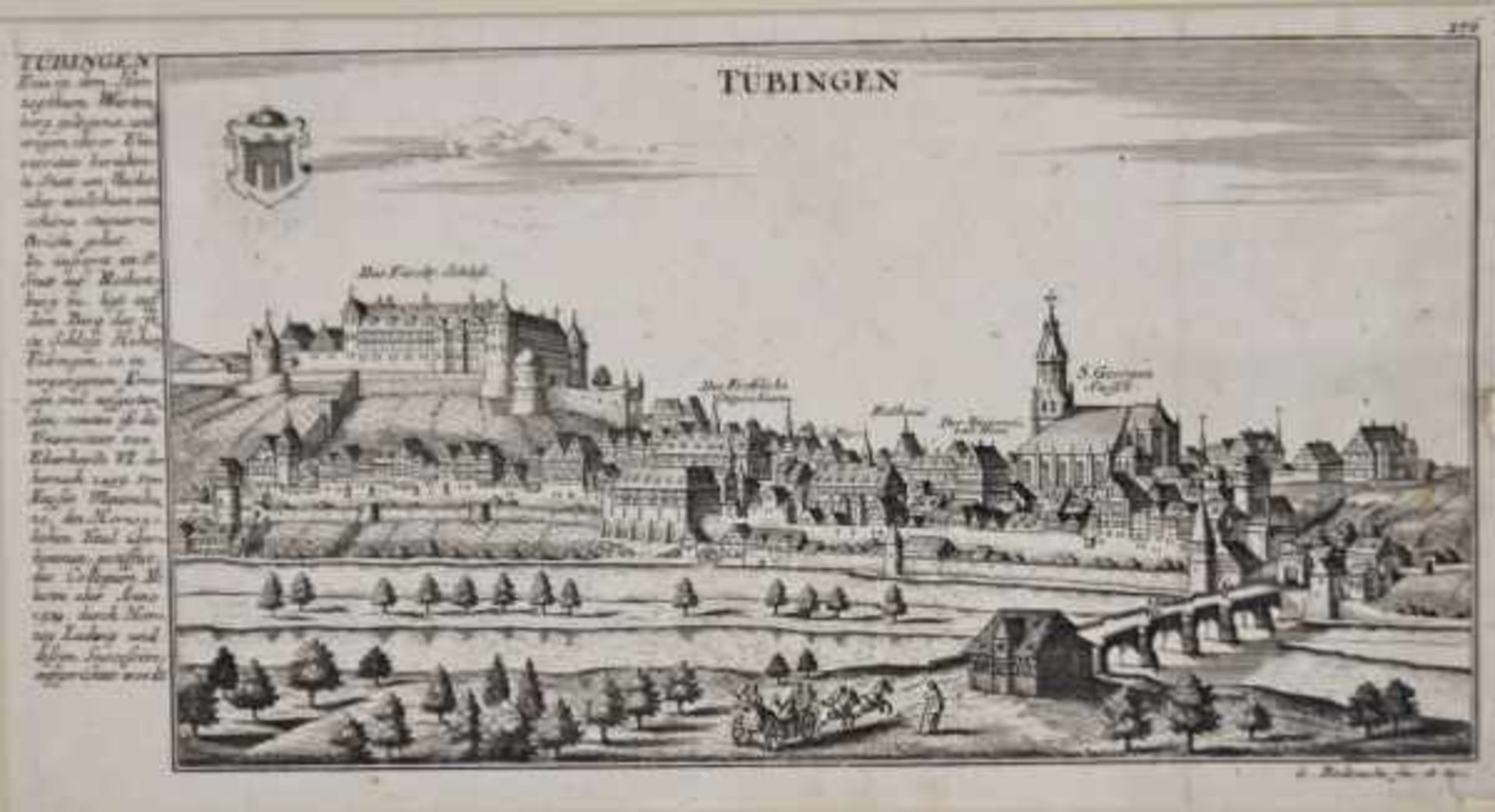 BODENEHR Georg (1663-1710 Augsburg) "Tübingen", Blick auf Tübingen und seine Stadtmauer mit