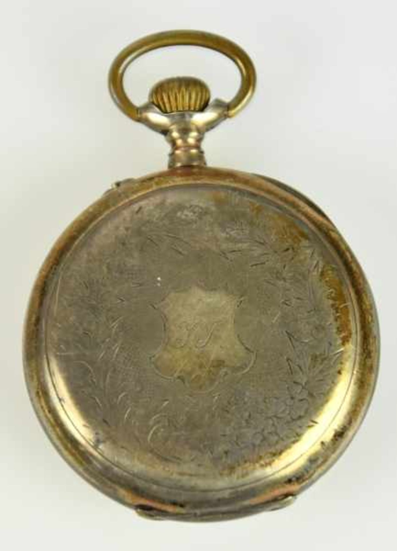 TASCHENUHR Silbergehäuse 800 mit Kartuschendekor auf der Rückseite, restauriertes - Bild 2 aus 3