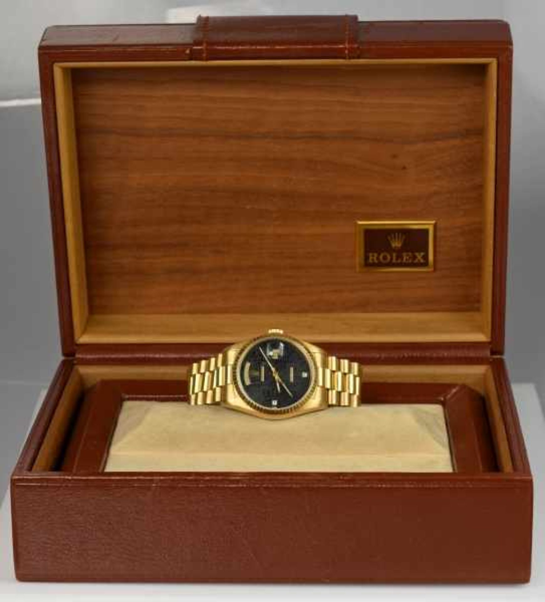 HERRENARMBANDUHR Rolex Day Date, Automatic, Chronometer, Gelbgoldgehäuse 18ct mit Rolexarmband, - Bild 3 aus 6