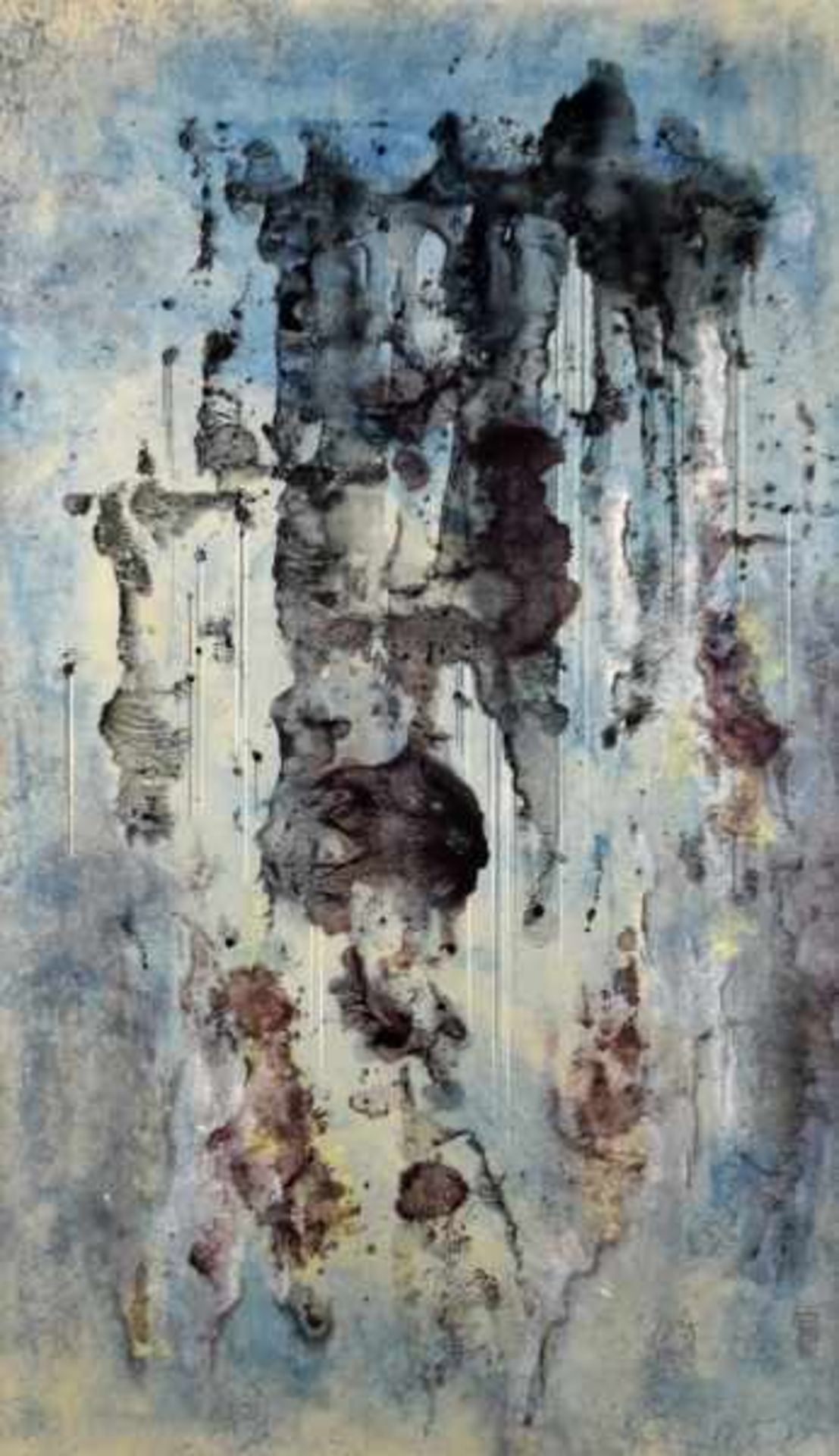 PESEK Ludek (1919 KLadno Tschechien-1999 Schweiz) "Komposition"in Blautönen, Ölgemälde auf Platte,