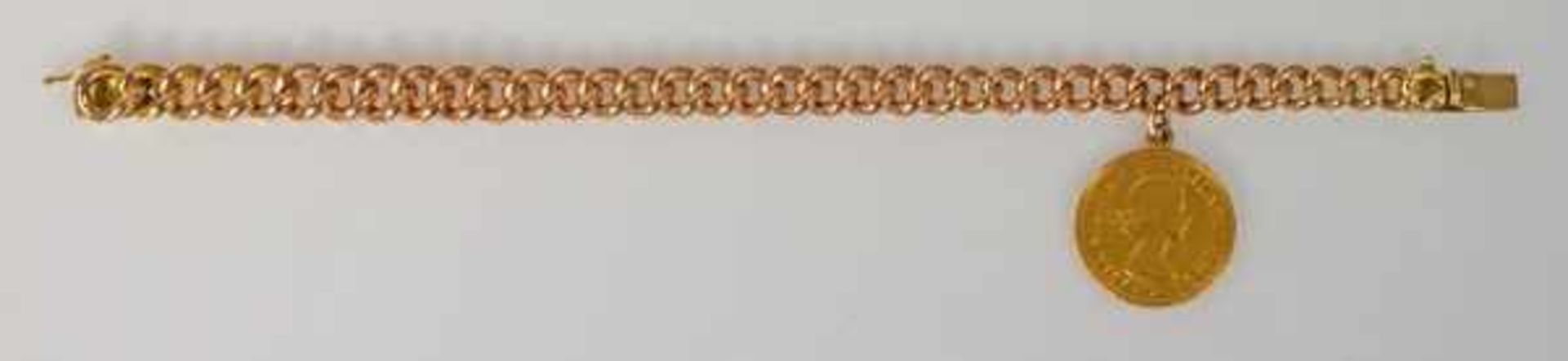 PANZERARMBAND durchbrochene Glieder in Roségold mit Steckverschluß in Gelbgold, seitliche - Bild 4 aus 4