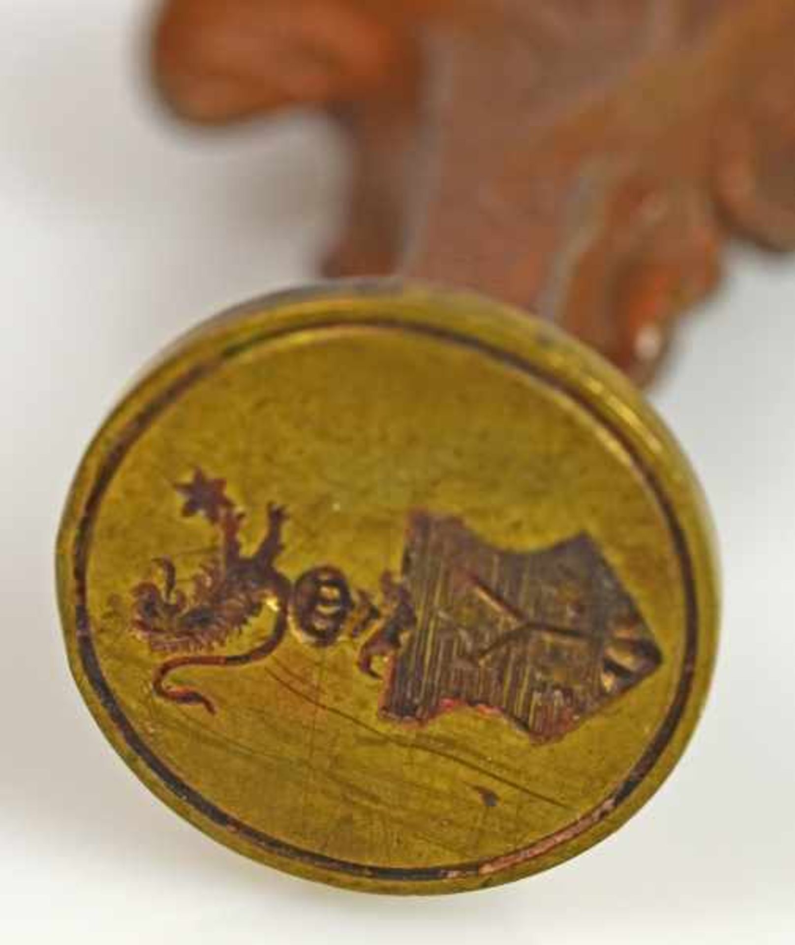 PETSCHAFT Jugendstil-Frauenbüste mit Wappen auf der Standplatte zum Siegeln, H 8cm - Image 4 of 4