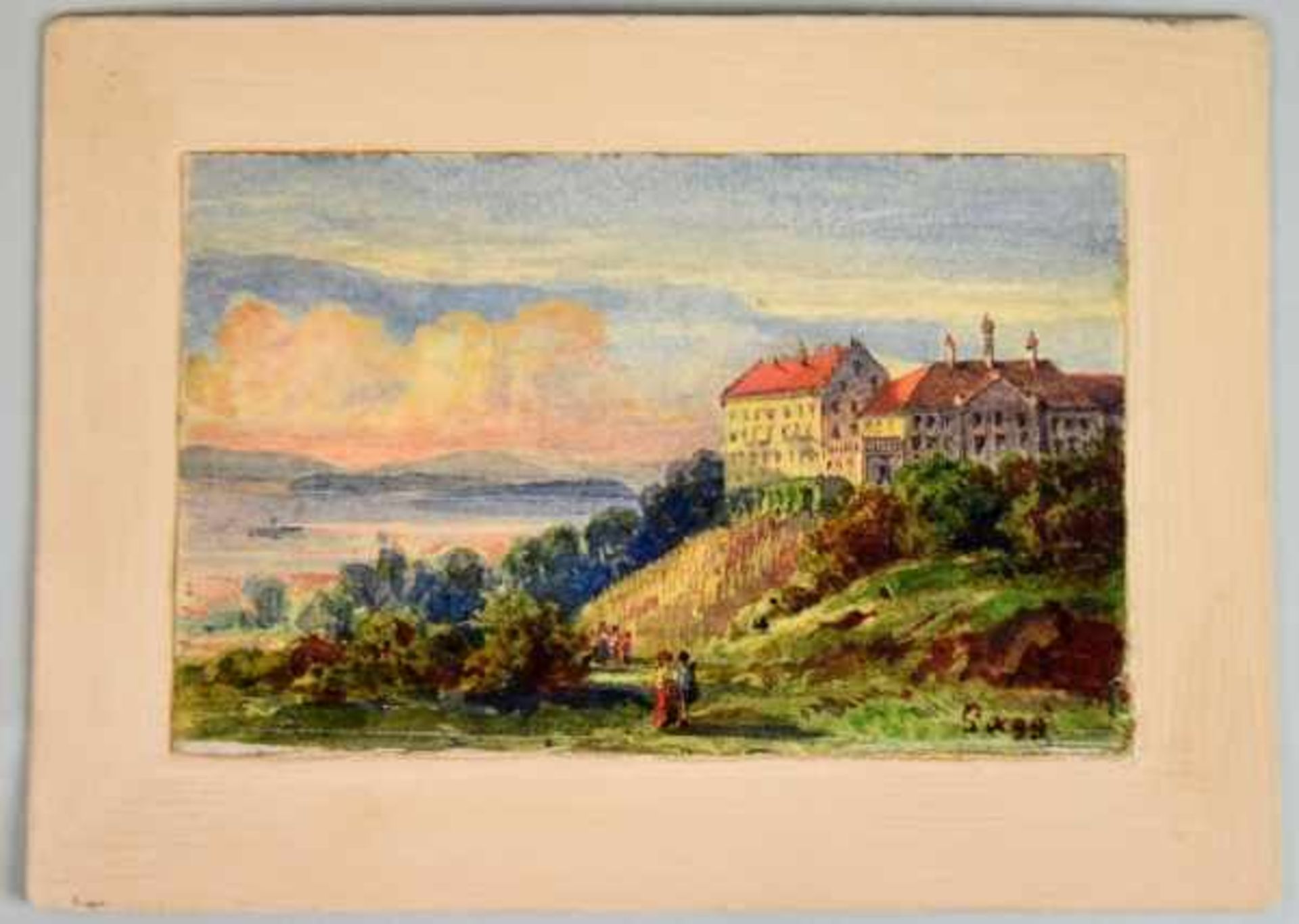 GAGG Gebhard (1838 Luzern - 1921 Konstanz) "Blick auf Meersburg", mit Weinbergen und - Bild 2 aus 4