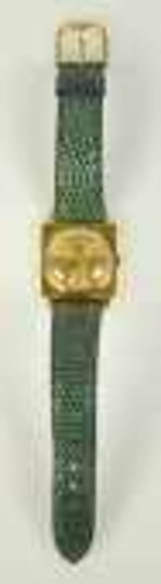 ARMBANDUHR Movado, Handaufzug, viereckiges Goldgehäuse 18ct, mit goldfarbenem Ziffernblatt, - Bild 2 aus 2