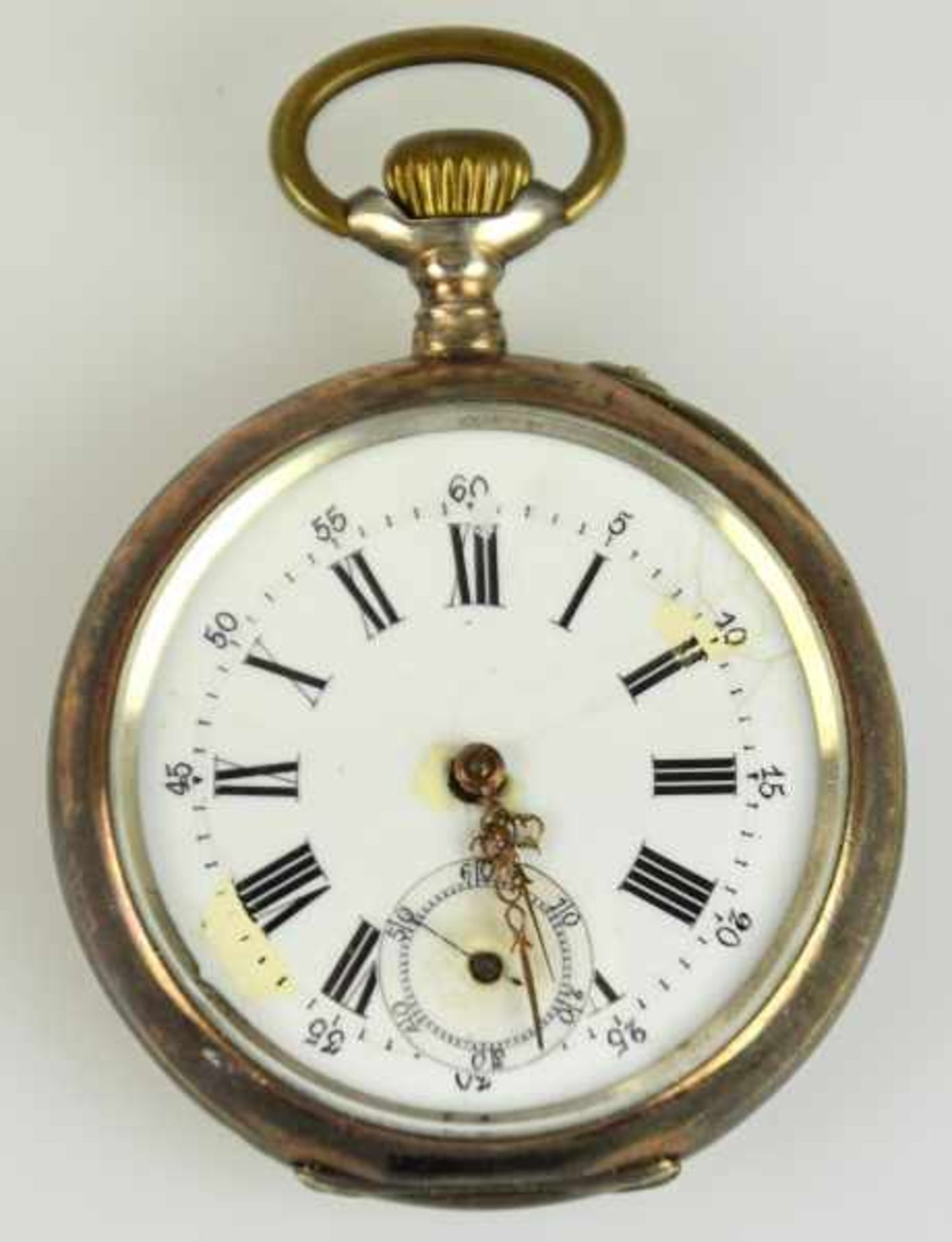 TASCHENUHR Silbergehäuse 800 mit Kartuschendekor auf der Rückseite, restauriertes