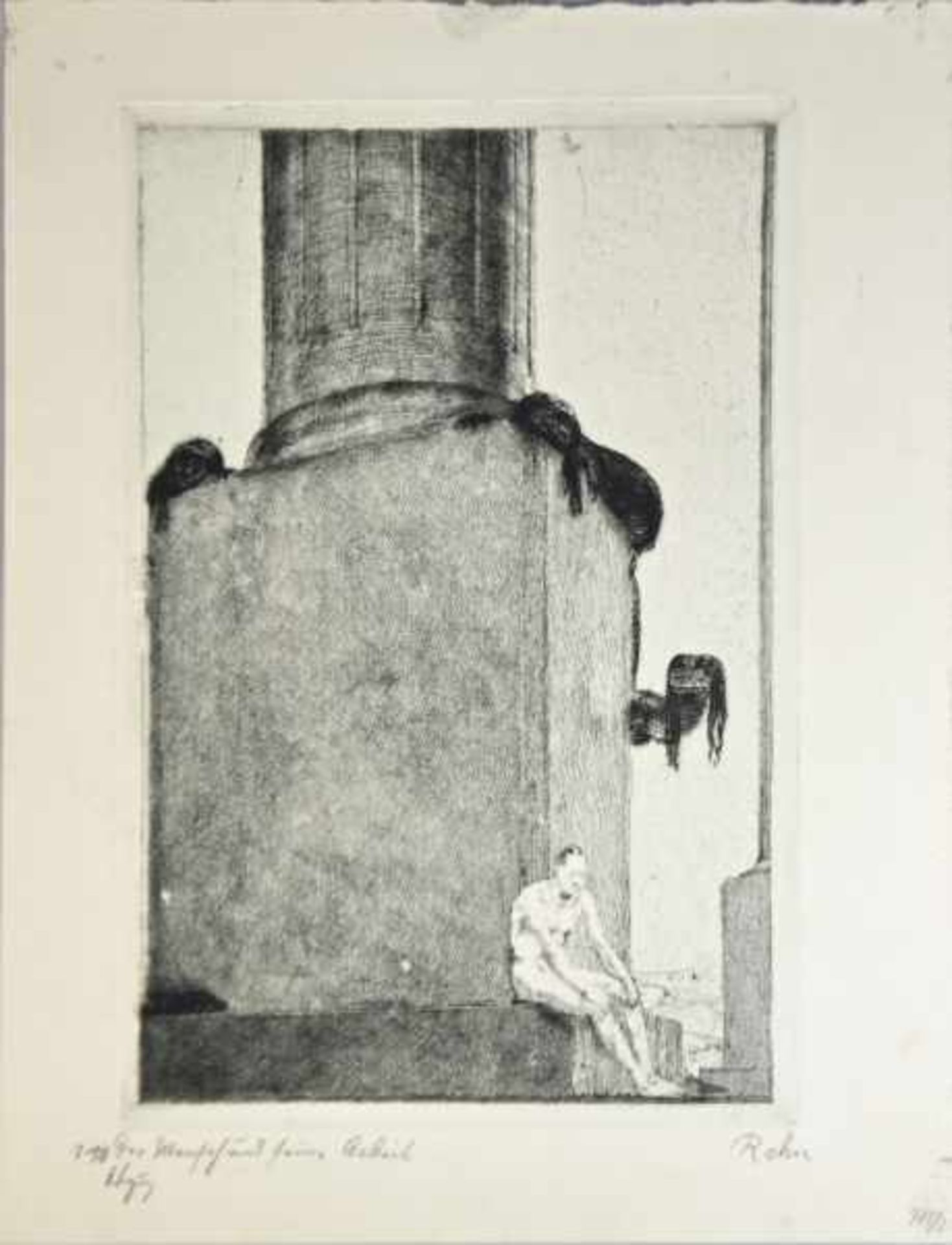 REHN Walter Richard (1884-1951 Dresden) "Der Mensch und seine Arbeit", Mann sitzt nachdenklich auf - Bild 2 aus 3