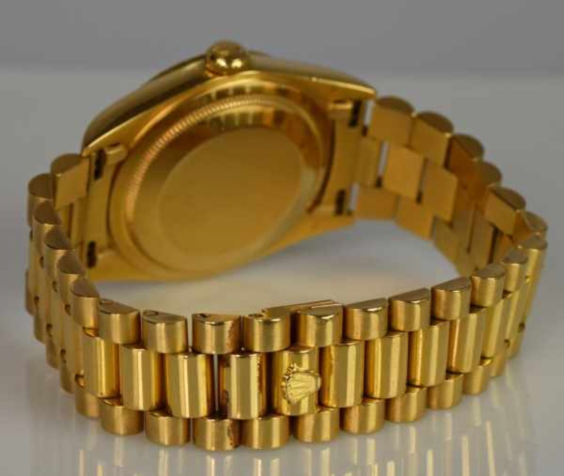 HERRENARMBANDUHR Rolex Day Date, Automatic, Chronometer, Gelbgoldgehäuse 18ct mit Rolexarmband, - Bild 5 aus 6