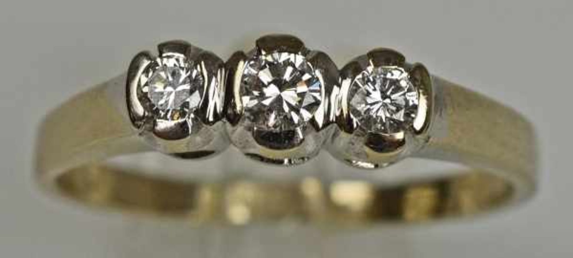 RING drei Diamanten in Weißgoldfassung 14ct, Gr. 59