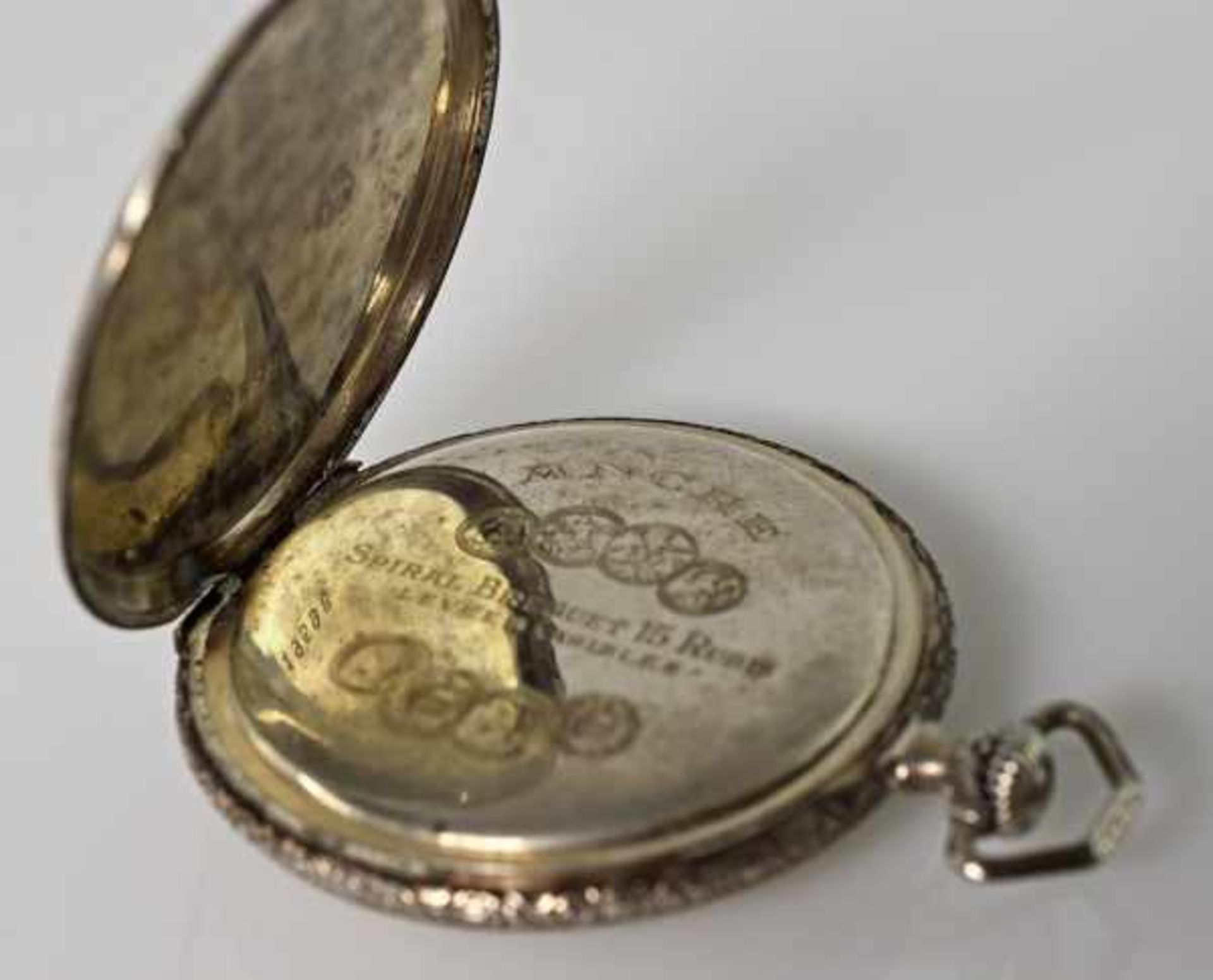 TASCHENUHR Chronomètre Prima, verziertes Silbergehäuse, goldfarbenes Ziffernblatt mit Rautendekor, - Image 2 of 2