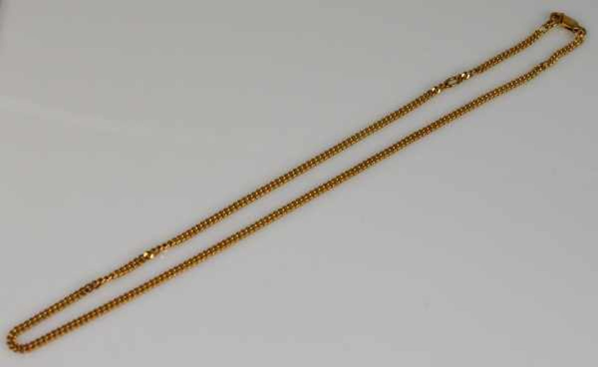 LANGE KETTE mit Karabinerverschluß, Gelbgold 18ct, 15,5g, L 46cm, grössere Öse zur Verkürzung - Bild 2 aus 3