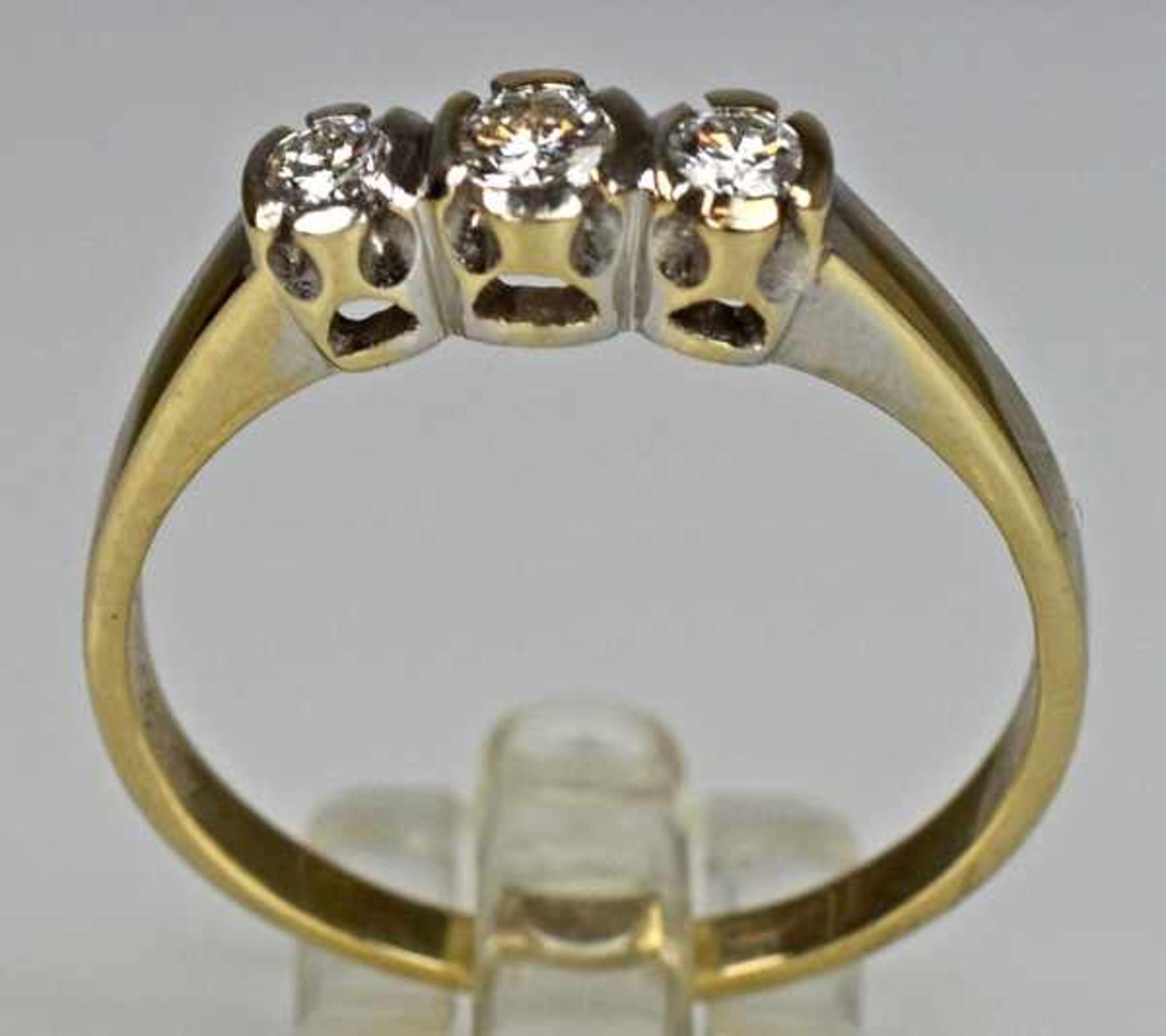 RING drei Diamanten in Weißgoldfassung 14ct, Gr. 59 - Image 3 of 3