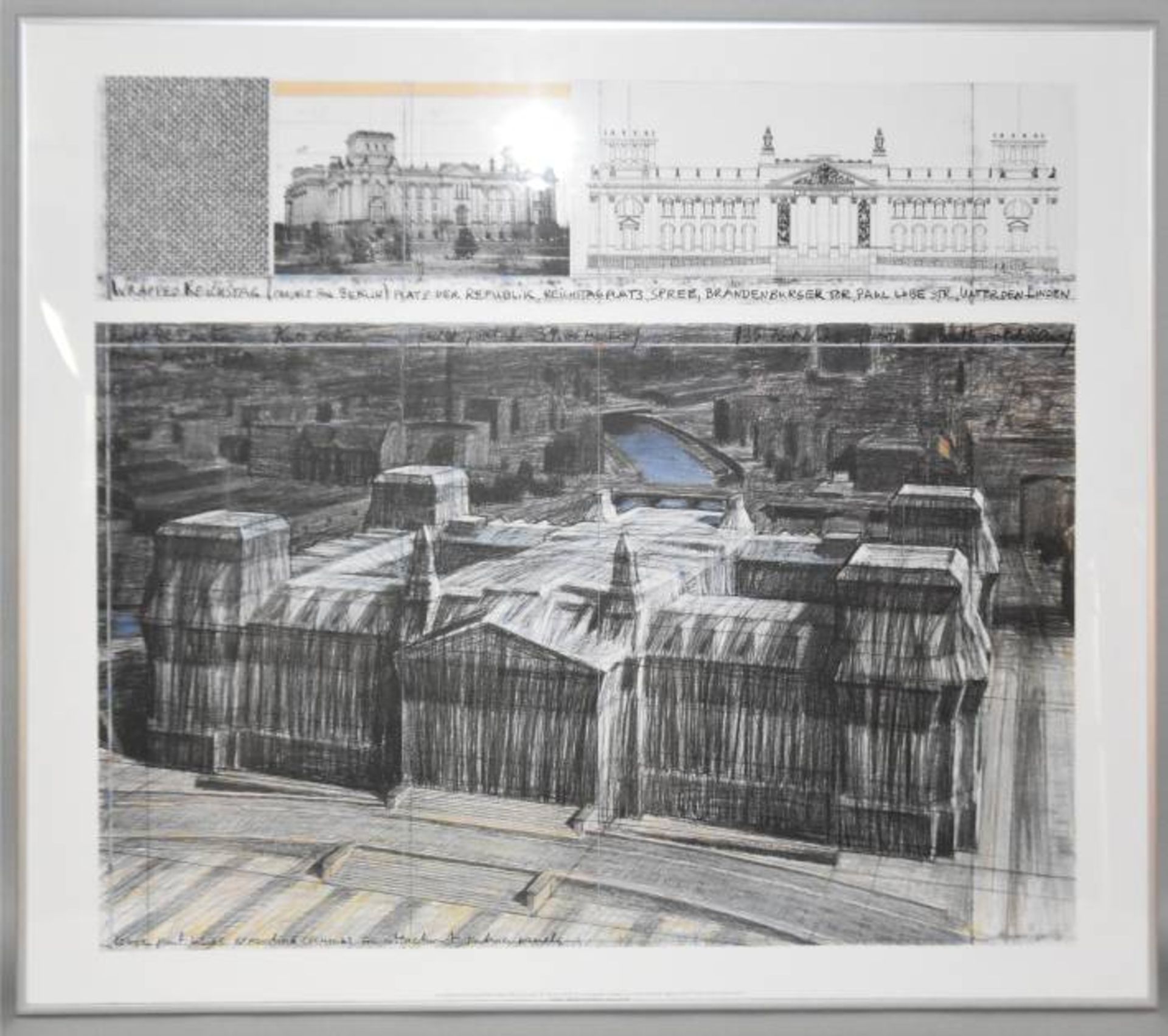 CHRISTO (1935 Gabrowo) "Wrapped Reichstag", Farbdruck, fotografiert von Wolfgang Volz, Cpoyright - Image 3 of 7