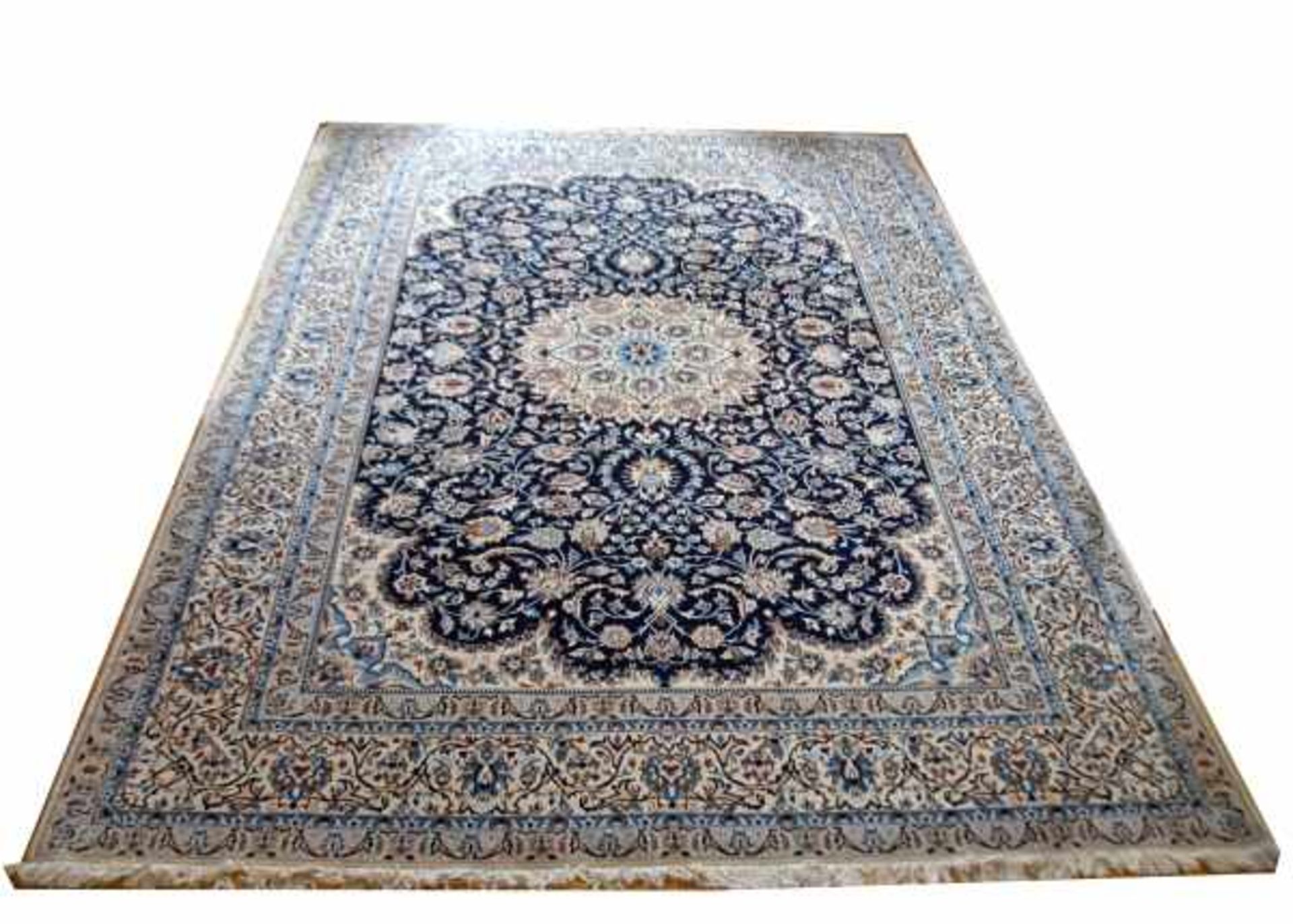 GROSSER NAIN blau-weiß, Persien, Wolle, 373x262 cm - Bild 8 aus 9