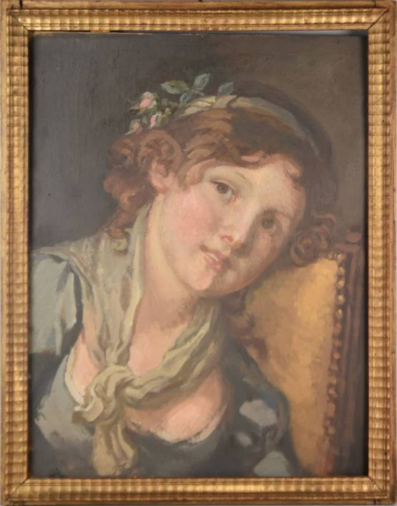 BIASINI (um 1900) "Mädchenporträt", Ölgemälde auf Malkarton, 44x39cm, R - Bild 3 aus 5
