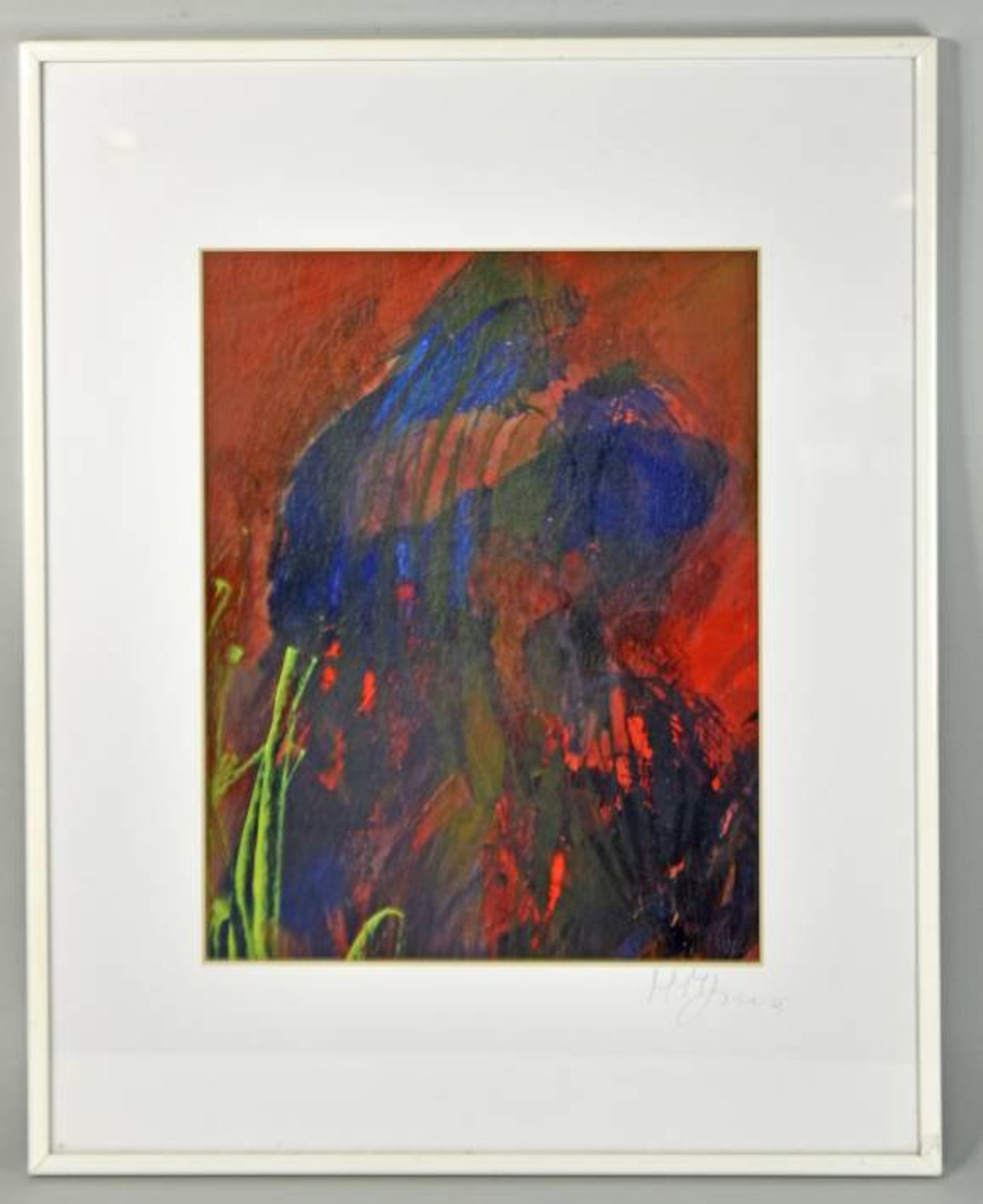 MANZECCHI-MÜLLER Mimi (1940 Pforzheim) "Abstrakt", Komposition in Rot- und Blautönen, Ölgemälde - Bild 3 aus 5
