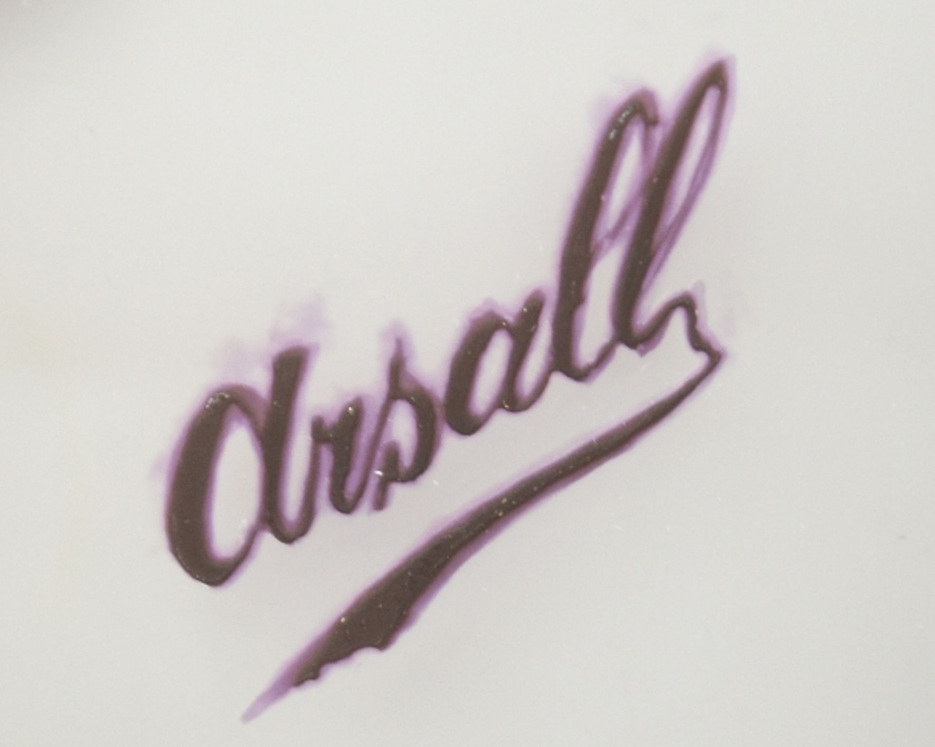 JUGENDSTIL-VASE Arsall, hoch oval, zur Schulter eingezogen, kurzer Hals. Wandung mit lila - Bild 4 aus 7