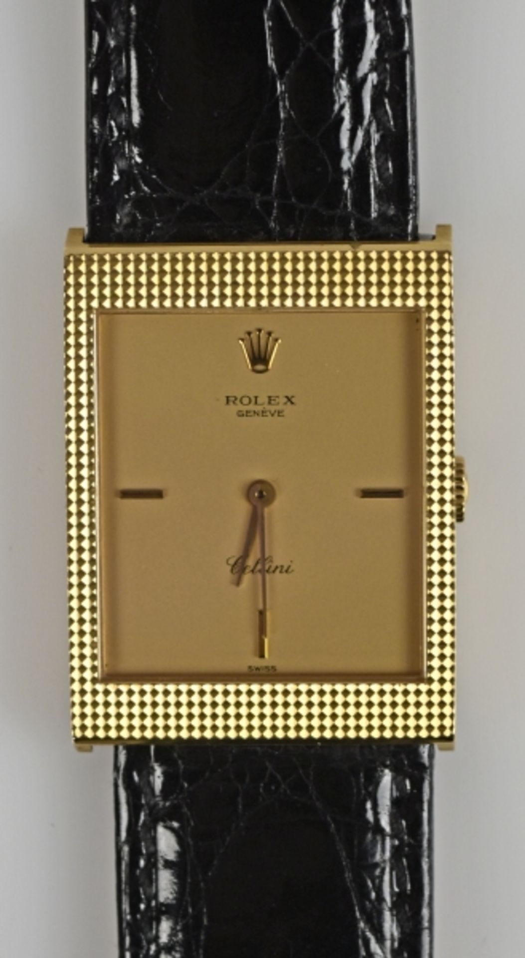 ARMBANDUHR Rolex Cellini, Handaufzug, rechteckiges verziertes Goldgehäuse mit goldenem