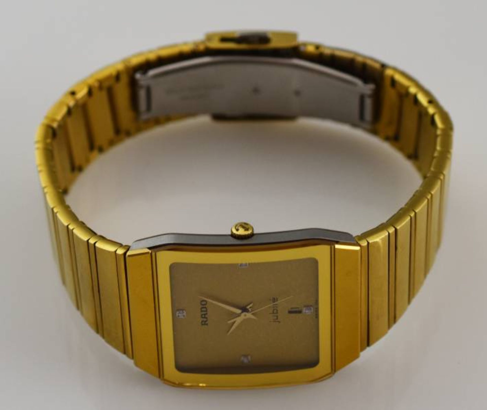 ARMBANDUHR RADO Jubilé, Quartz, rechteckiges Gehäuse mit passendem Armband, vergoldet, - Bild 3 aus 3