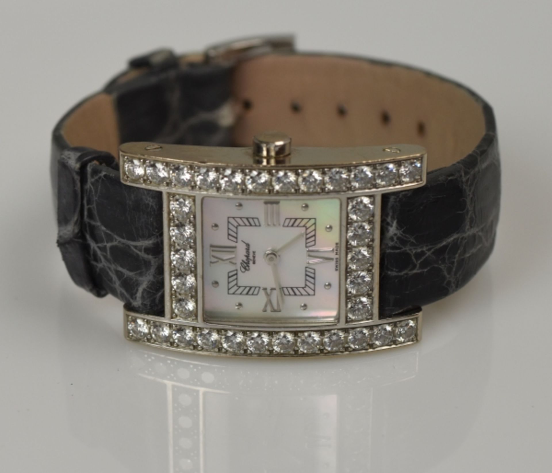 ARMBANDUHR Chopard Your Hour, Ouartz, rechteckiges Weißgoldgehäuse 18ct mit Brillantlünette, diese - Bild 2 aus 7