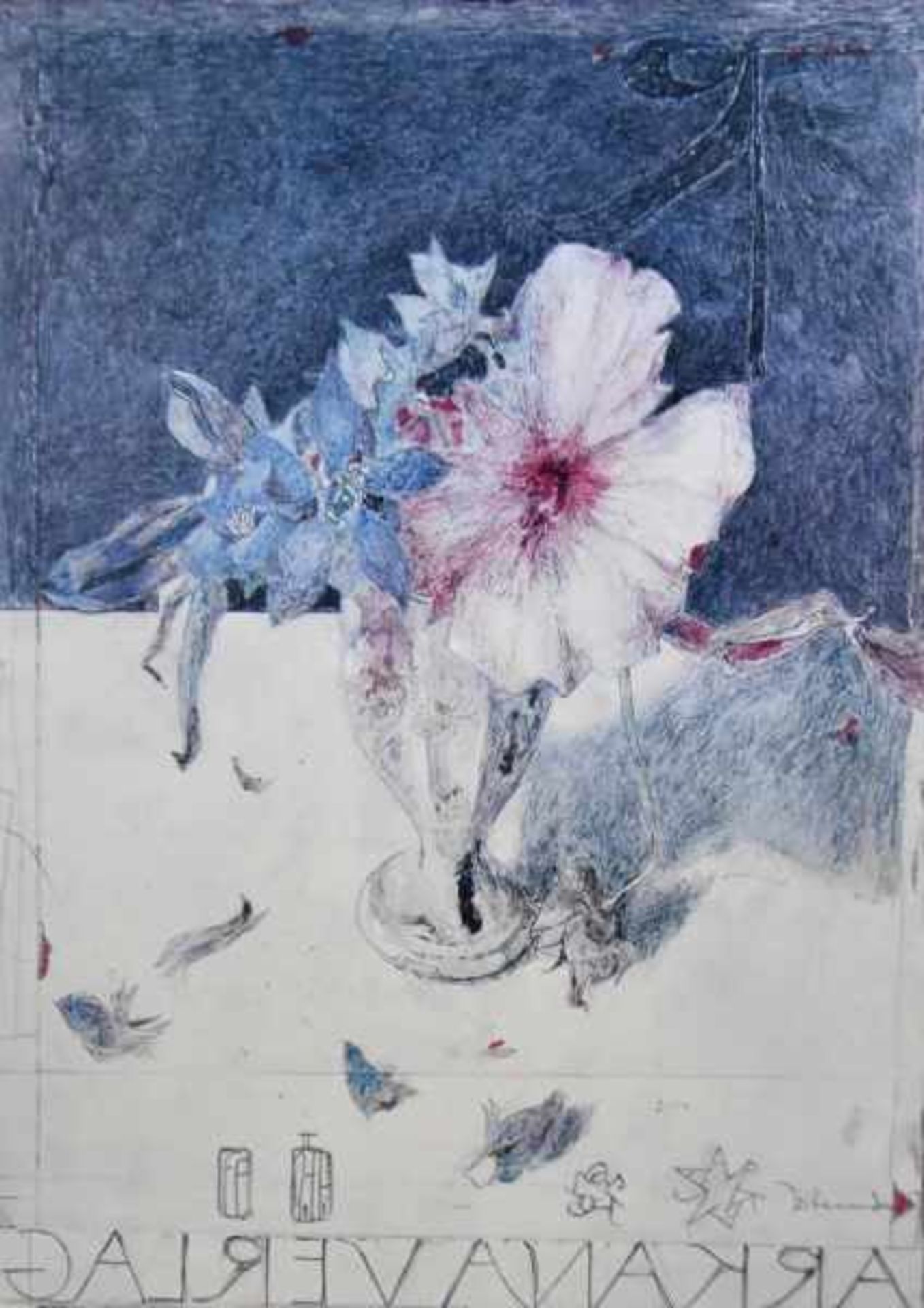 JANSSEN Horst (1929-1995 Hamburg) "Amaryllisblüte in einer Vase", auf hellem tonigen Fond,