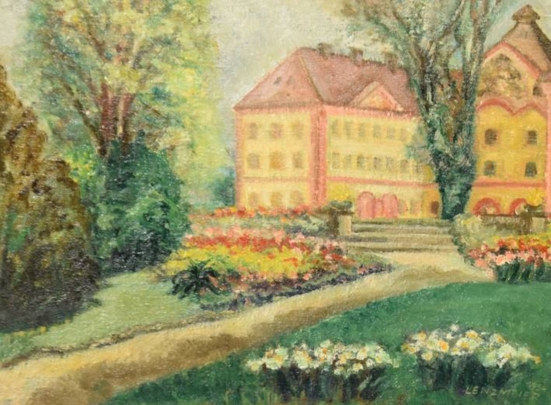 MEIER Johannes Lorenz (1917 Ossendorf -1992 Karlsruhe) Pseudonym Lenzmeier "Mainau", Ansicht des - Bild 3 aus 7