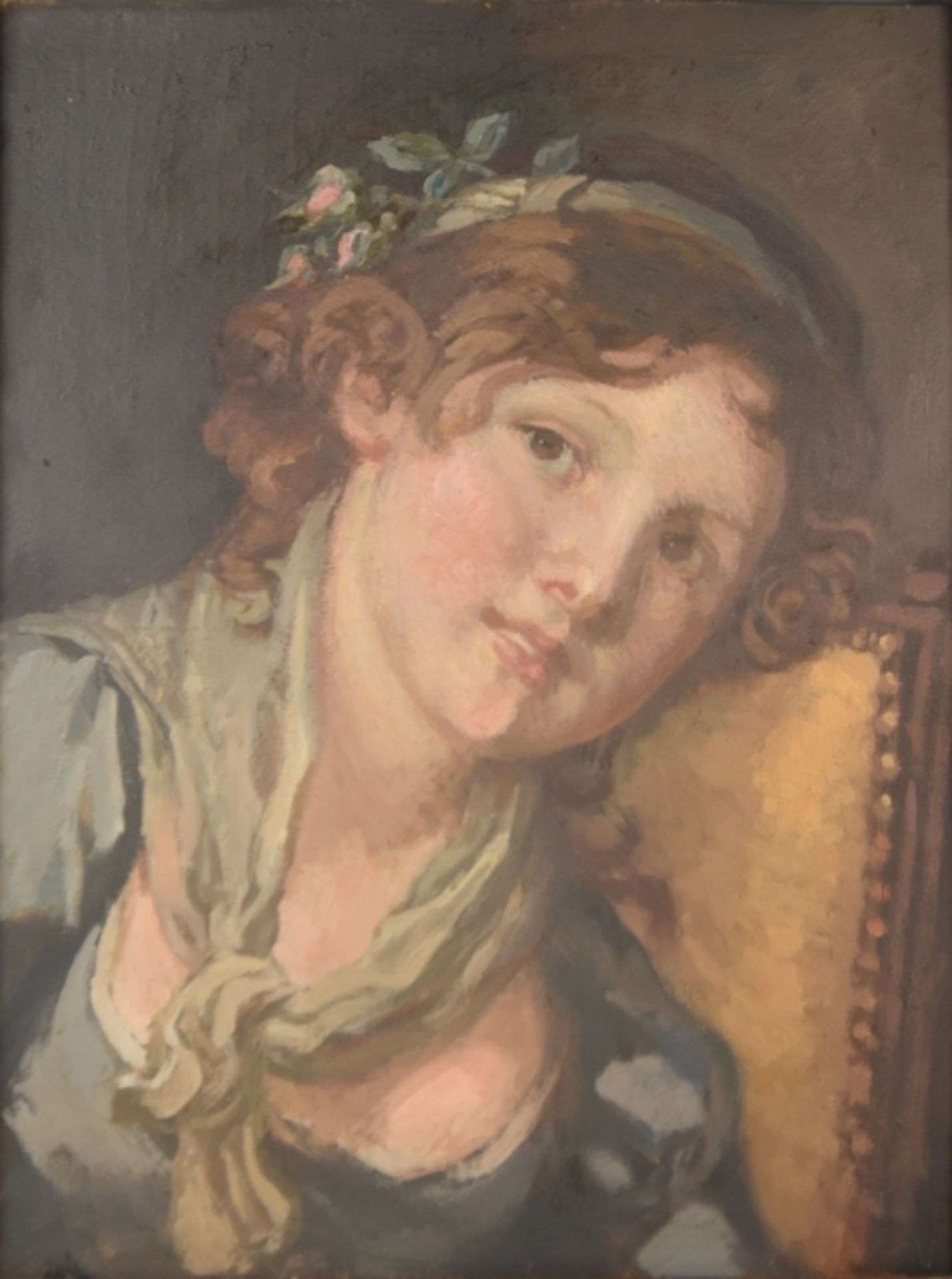 BIASINI (um 1900) "Mädchenporträt", Ölgemälde auf Malkarton, 44x39cm, R