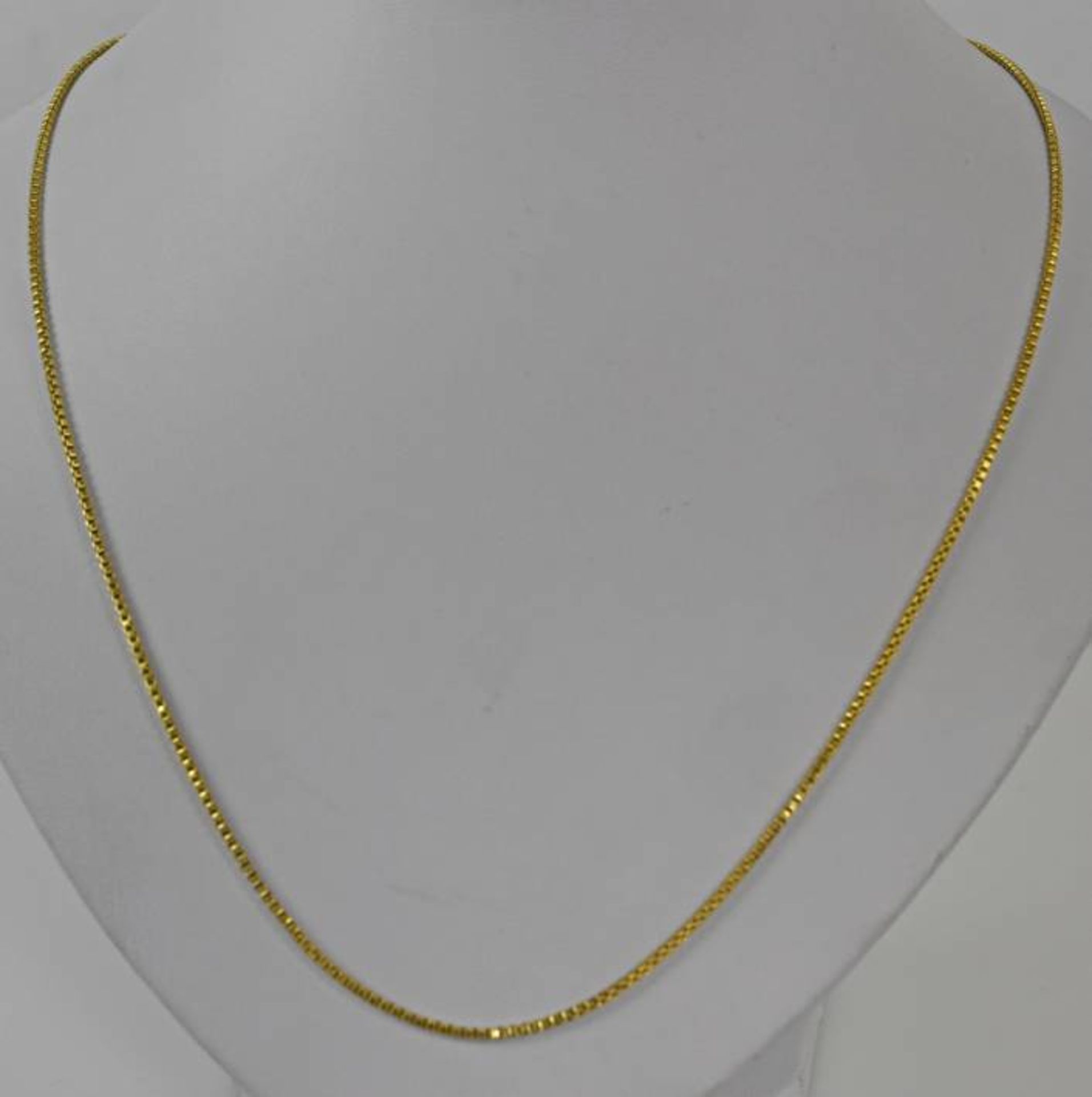 LANGE KETTE gleichmäßiges Band mit Ringverschluss, Gelbgold 14ct, 9,6g, L 60cm. - Bild 3 aus 3