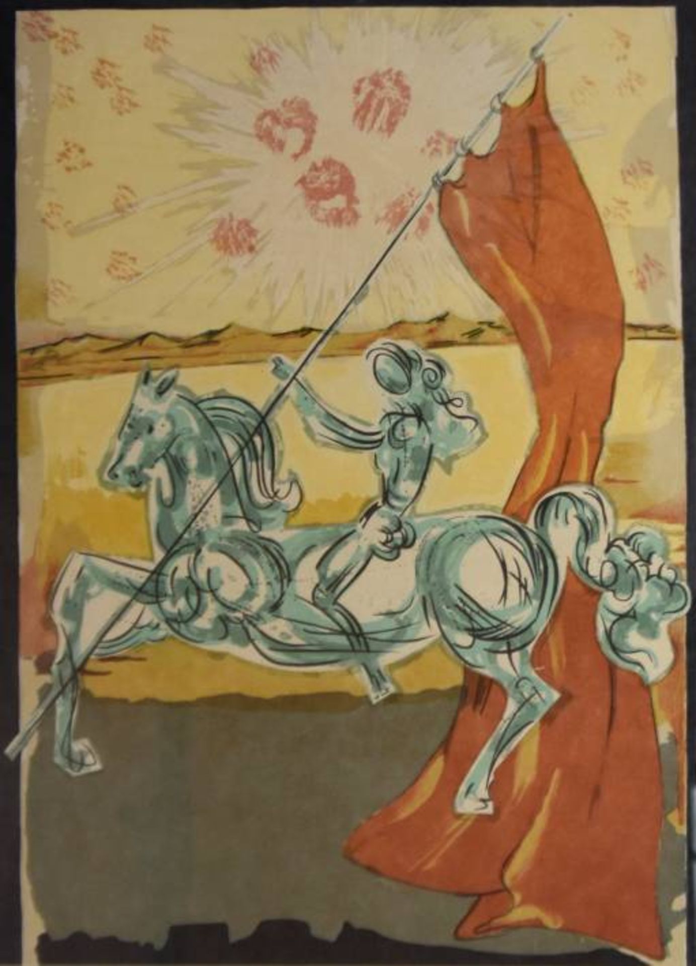 DALI Salvadore (1904-1989 Figueres) "Reiterin mit Fahne", wohl Jeanne D'Arc, Farblithographie, - Image 3 of 5