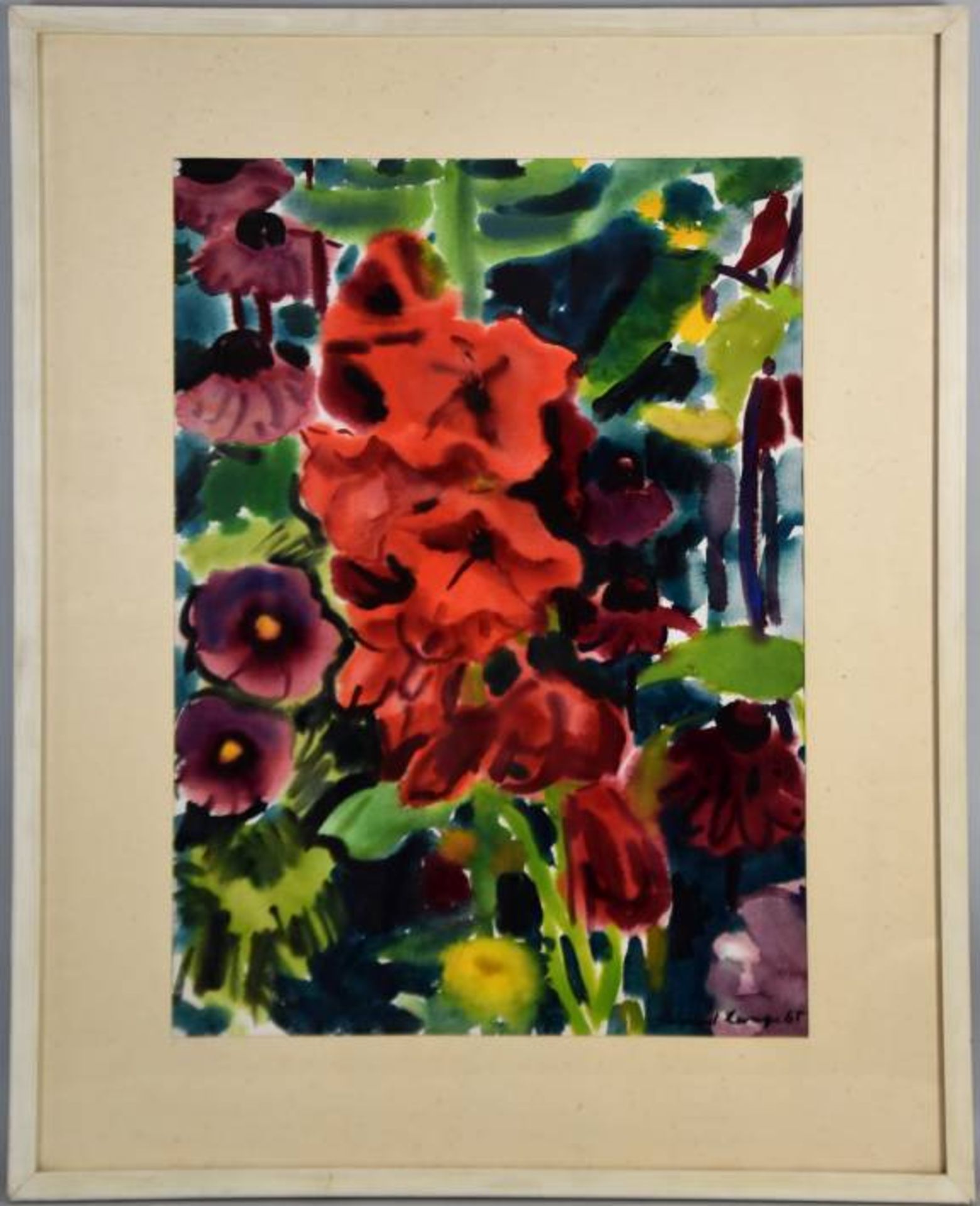 LANGE Sigurd (1904-2000 Kaltental/Ostallgäu) "Sommerblumen" farbiges Blumen Arrangement mit - Bild 3 aus 5