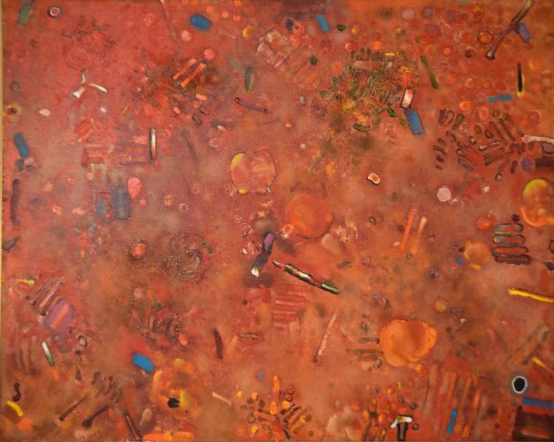 DIMOV Ivan (20. Jahrhundert) "Herbst in Rot", abstrakte Komposition, Ölgemälde auf Leinwand, - Bild 3 aus 7