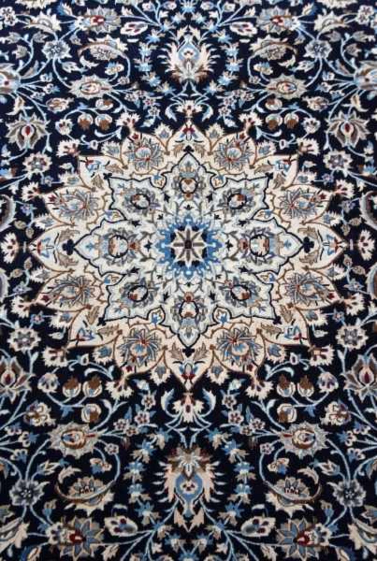 GROSSER NAIN blau-weiß, Persien, Wolle, 373x262 cm