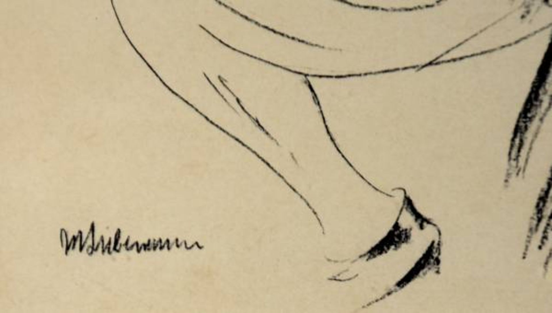 LIEBERMANN Max (1847-1935 Berlin) "Mädchen mit Dackel", Lithographie im Stein signiert, 36x25 cm, - Image 3 of 3