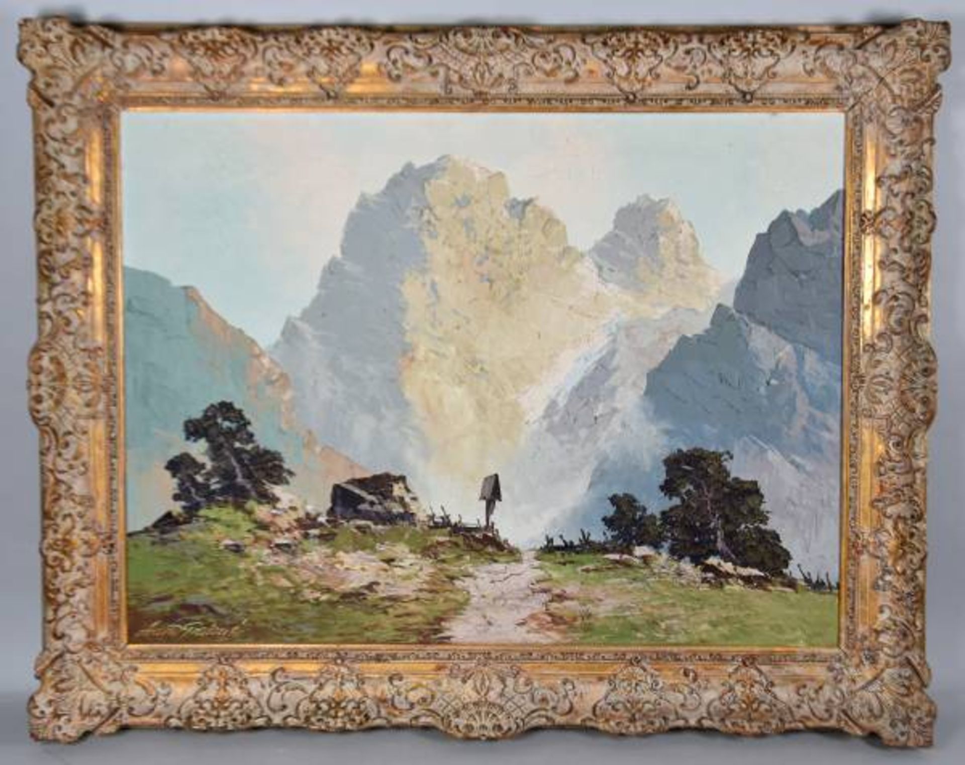 GRABONÉ Arnold (1896 München -1982 Starnberg) "In der Ramsau", pastos gemaltes Bergidyll - Bild 2 aus 3