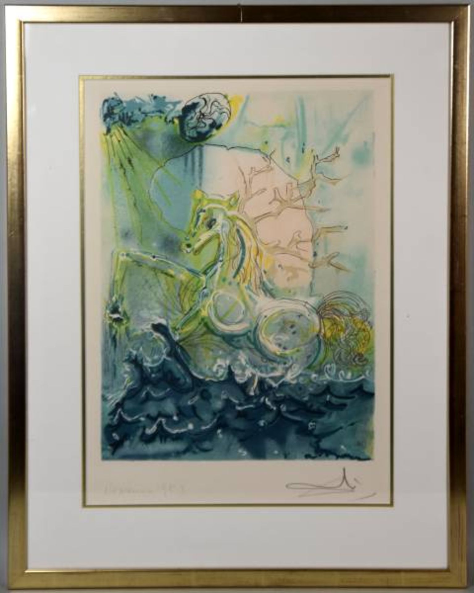 DALI Salvador (1904-1989 Figueres) "Neptun", Pferd in den Meereswogen, Farbltithographie, rechts - Image 2 of 3