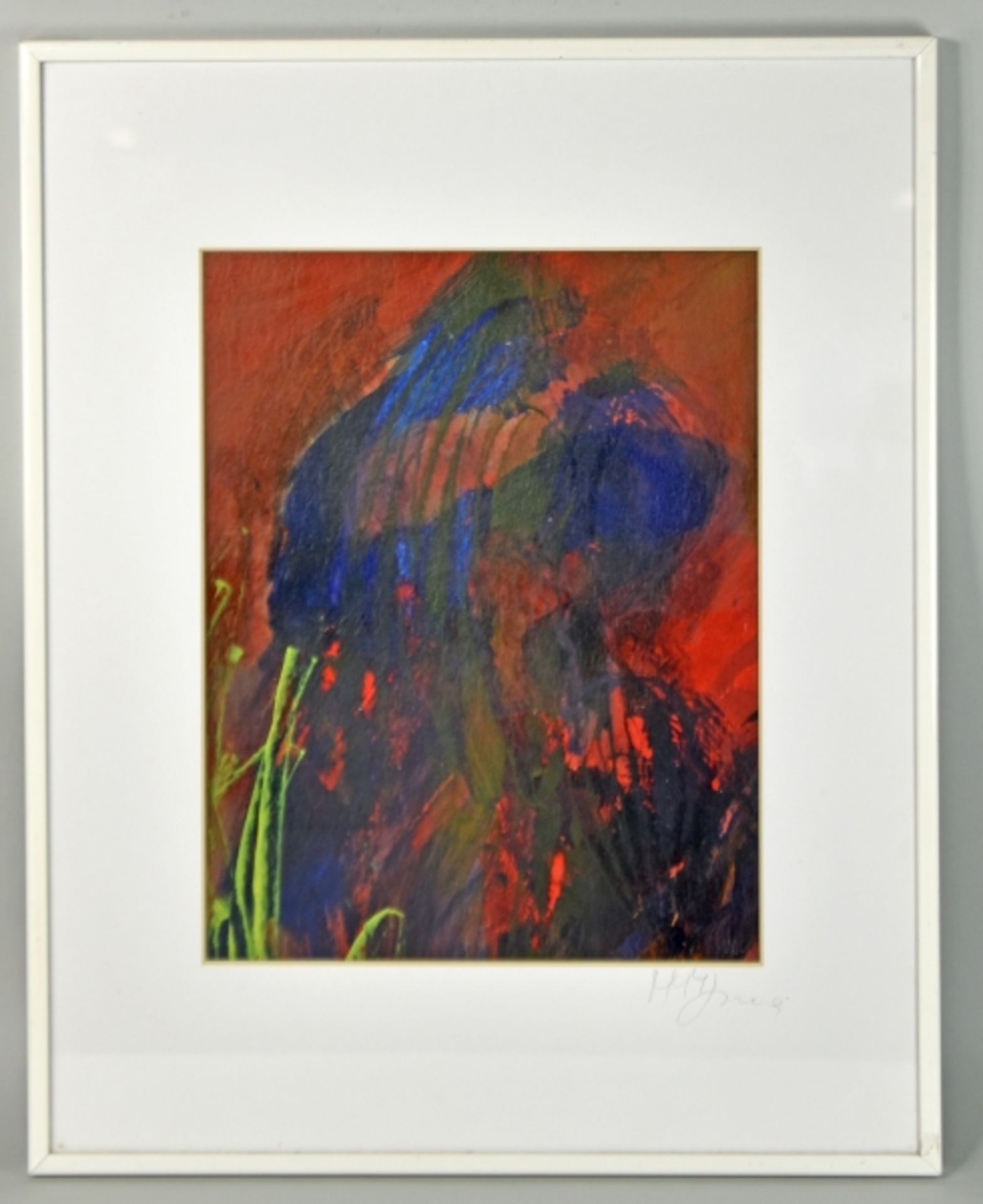 MANZECCHI-MÜLLER Mimi (1940 Pforzheim) "Abstrakt", Komposition in Rot- und Blautönen, - Bild 2 aus 3