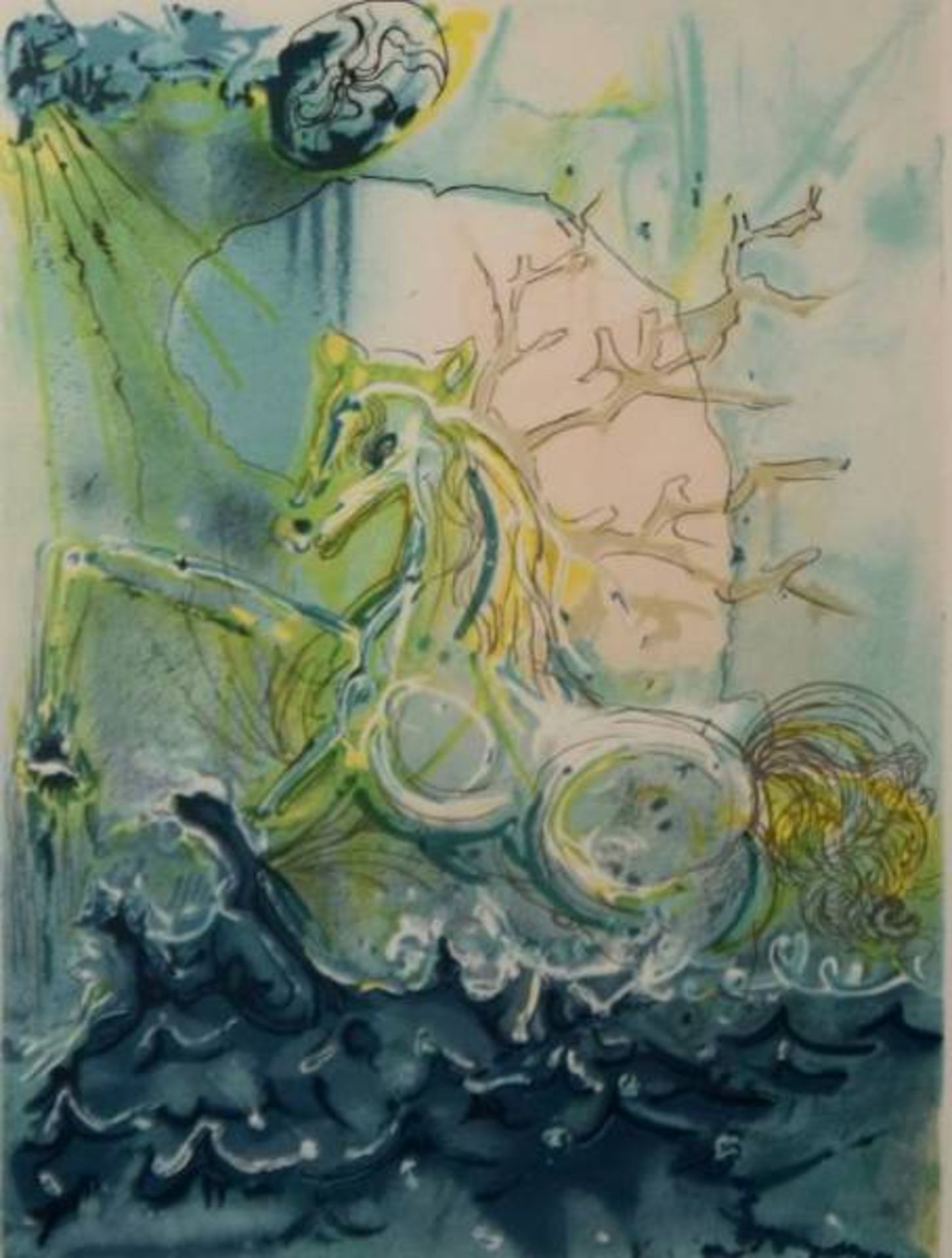 DALI Salvador (1904-1989 Figueres) "Neptun", Pferd in den Meereswogen, Farbltithographie, rechts
