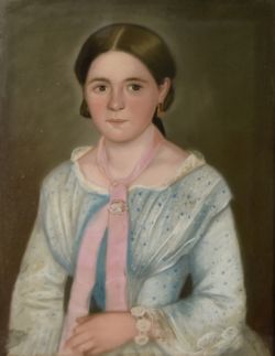 PORTRÄTIST (19. Jahrhundert) "Mädchen in blauem Kleid"