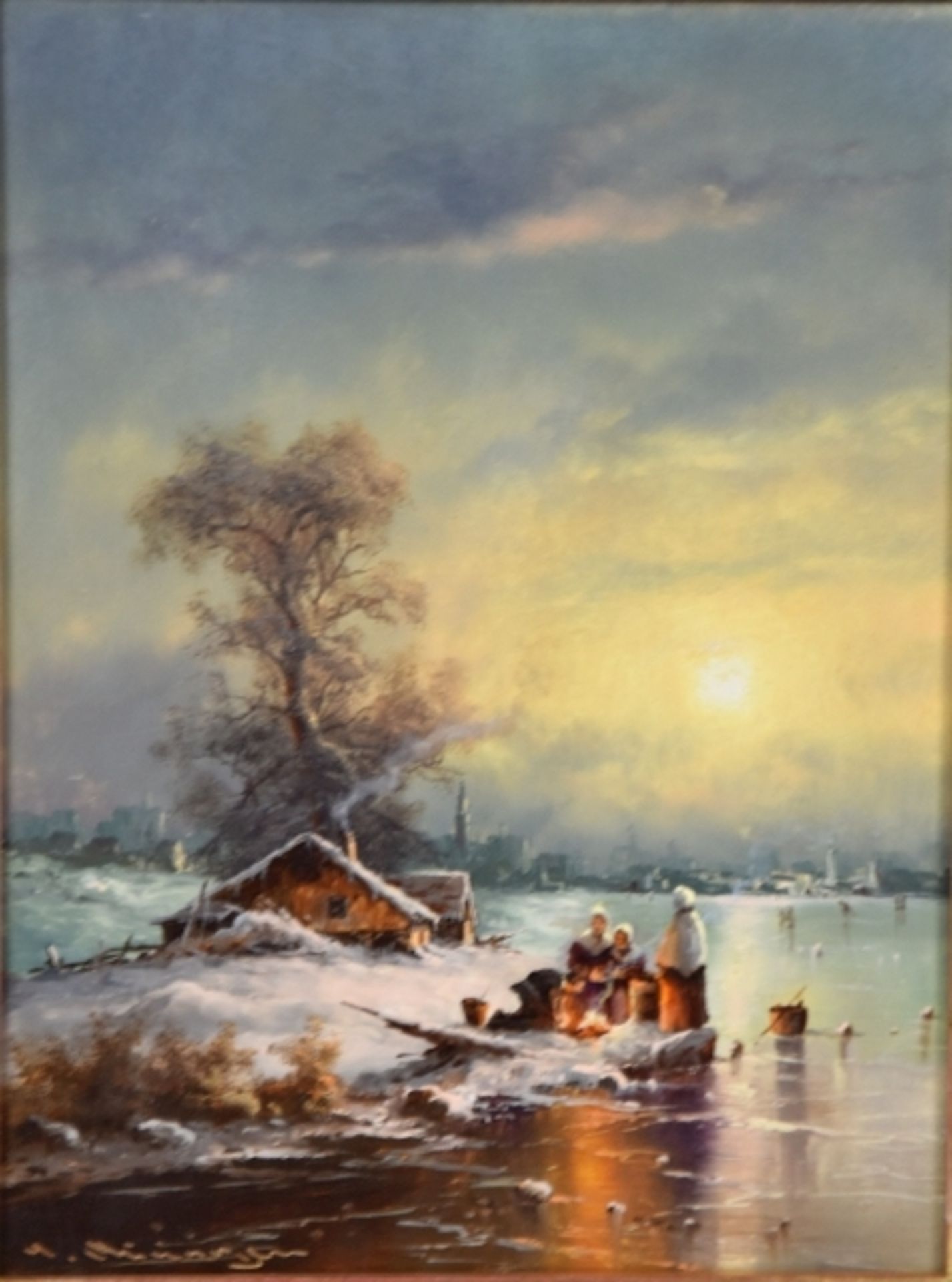 MUNINGER Ludwig "Winterlandschaft mit Schlittschuhläufern"