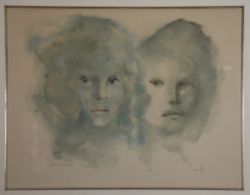 FINI Leonor (1907 Buenos Aires - 1996 Paris) "Zwei Gesichter", Farblithographie, rechts unten sign