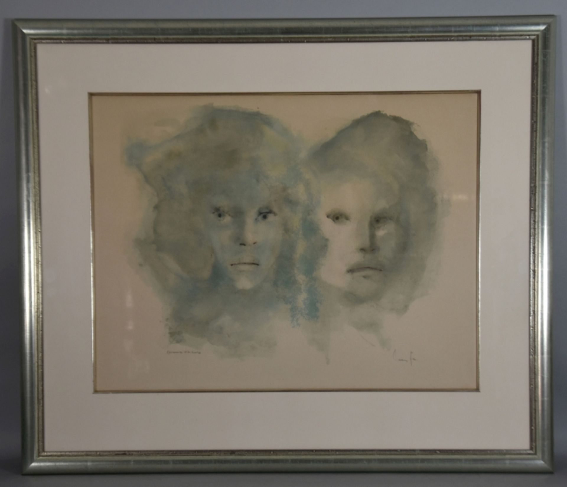 FINI Leonor (1907 Buenos Aires - 1996 Paris) "Zwei Gesichter", Farblithographie, rechts unten sign - Bild 2 aus 4