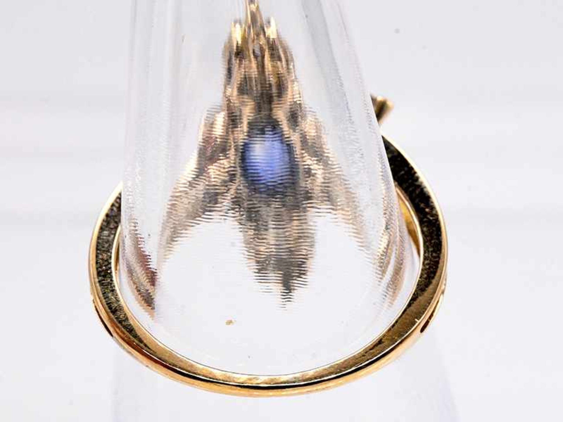 Ring mit hochwertigem Saphir ca. 3 ct, wohl Ceylon und kleinen Diamanten in verschiedenen - Bild 3 aus 3